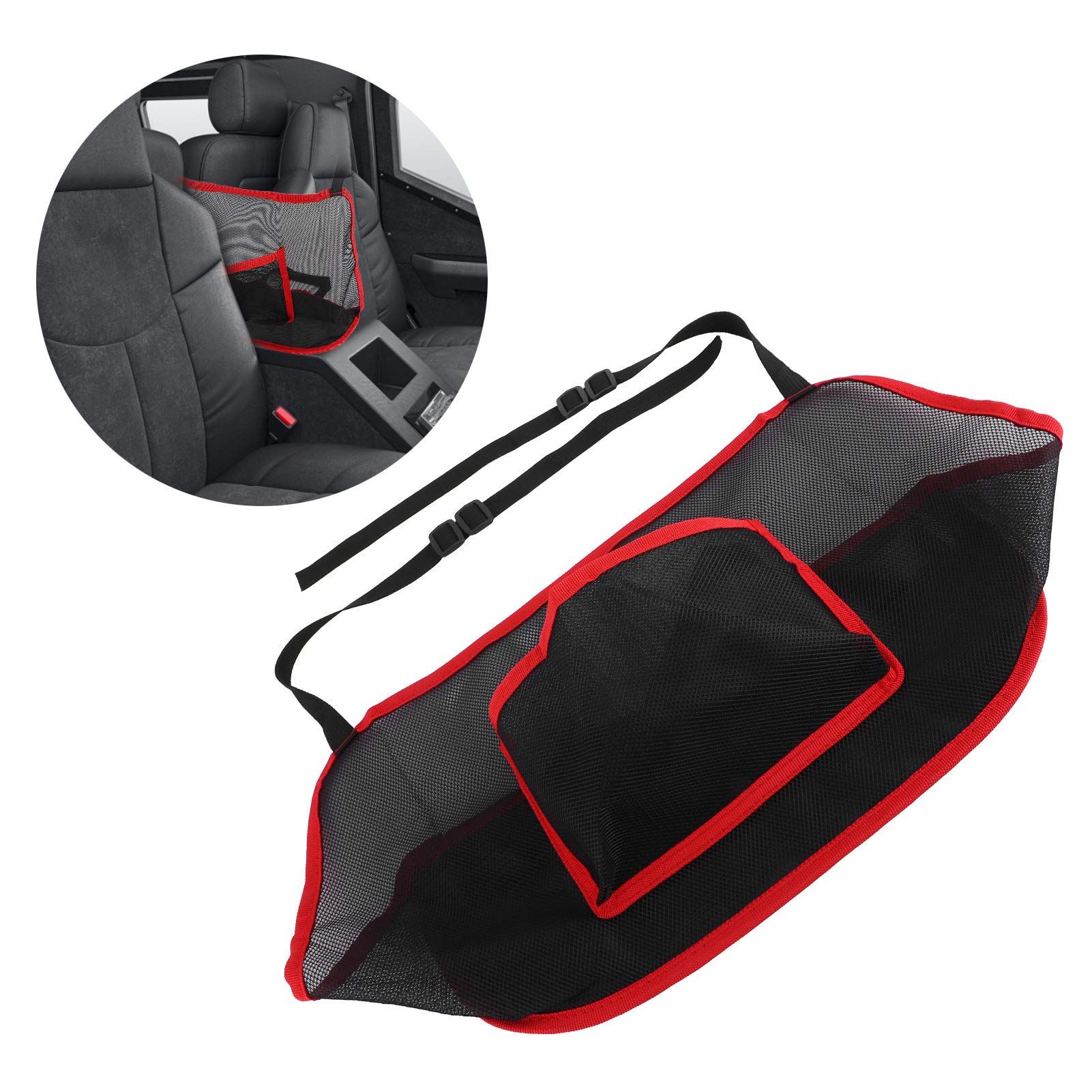 Car Net Pocket Handbag Holder, Driver Storage Netting Pouch for Purses and Bags, Safe Driving ( Red) - Image 2