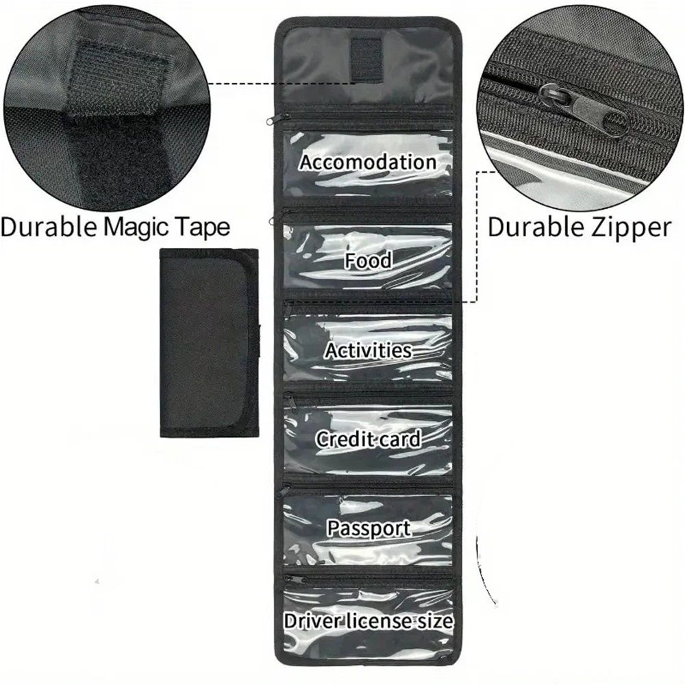 Money organizer for cash 6 slots money holder with blank card, Cash holder wallet organizer for Budgeting, Traveling, Saving, Receipts, Coupons and Tips (Black) - Image 2