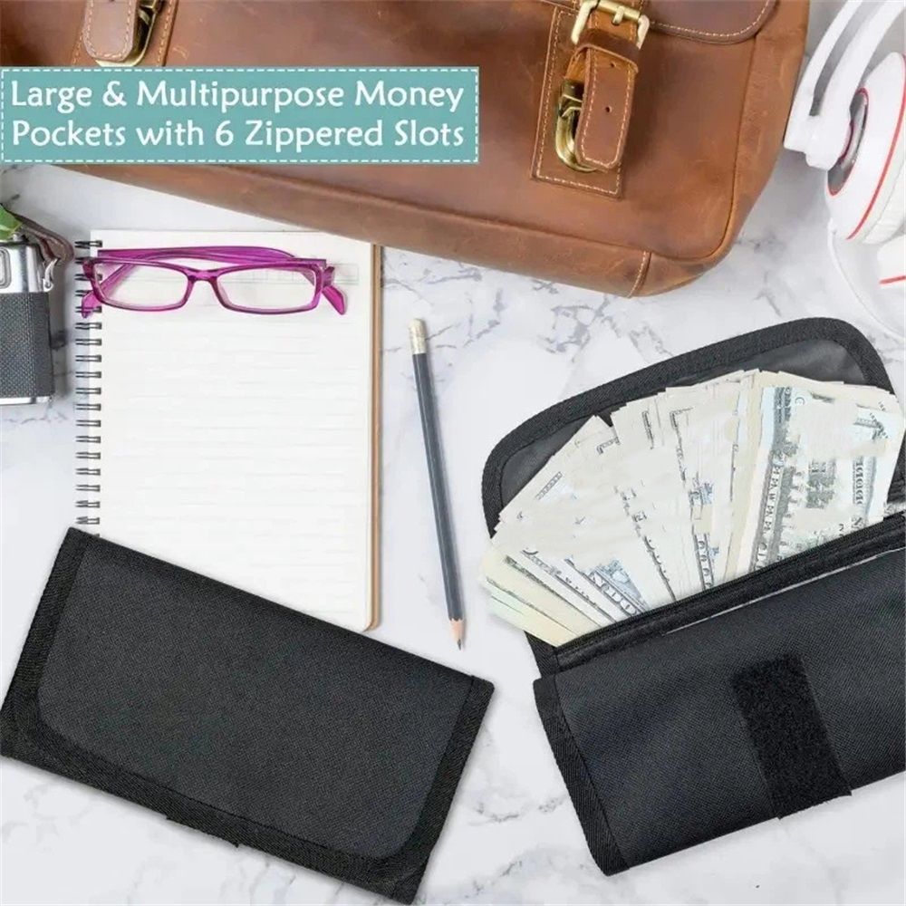 Money organizer for cash 6 slots money holder with blank card, Cash holder wallet organizer for Budgeting, Traveling, Saving, Receipts, Coupons and Tips (Black) - Image 3