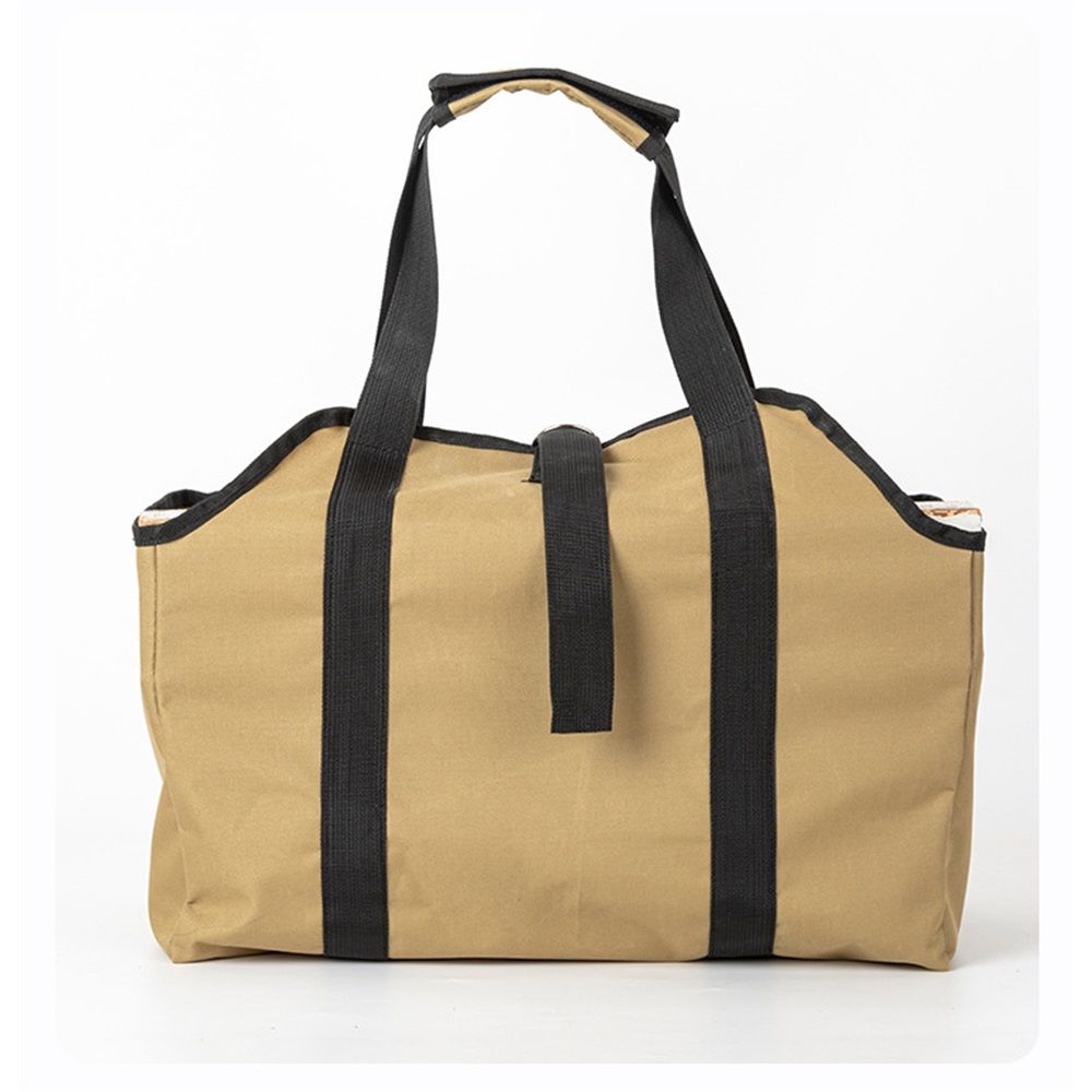 Firewood Carrier Bag Waxed Canvas Waterproof Extra Large Log Carrier Holder Freestanding Tote Bag for Firewood（khaki） - Image 2