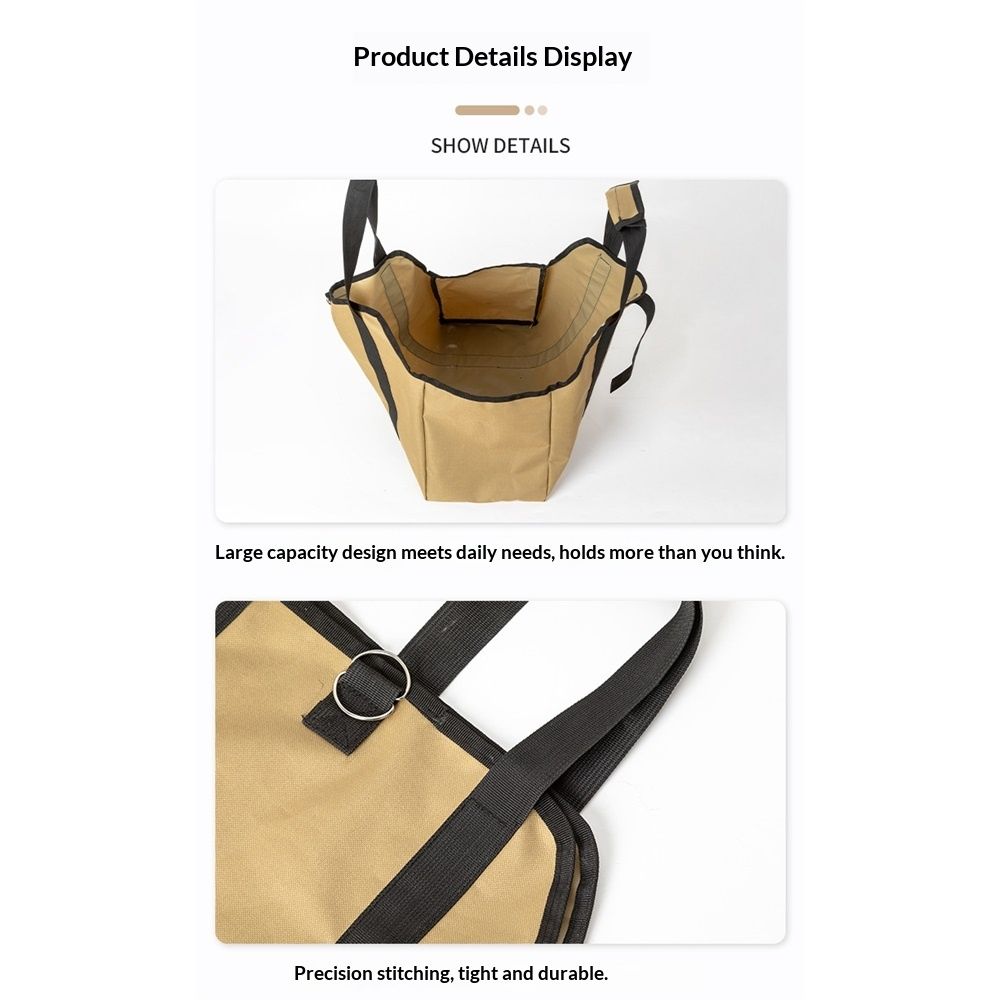 Firewood Carrier Bag Waxed Canvas Waterproof Extra Large Log Carrier Holder Freestanding Tote Bag for Firewood（khaki） - Image 4