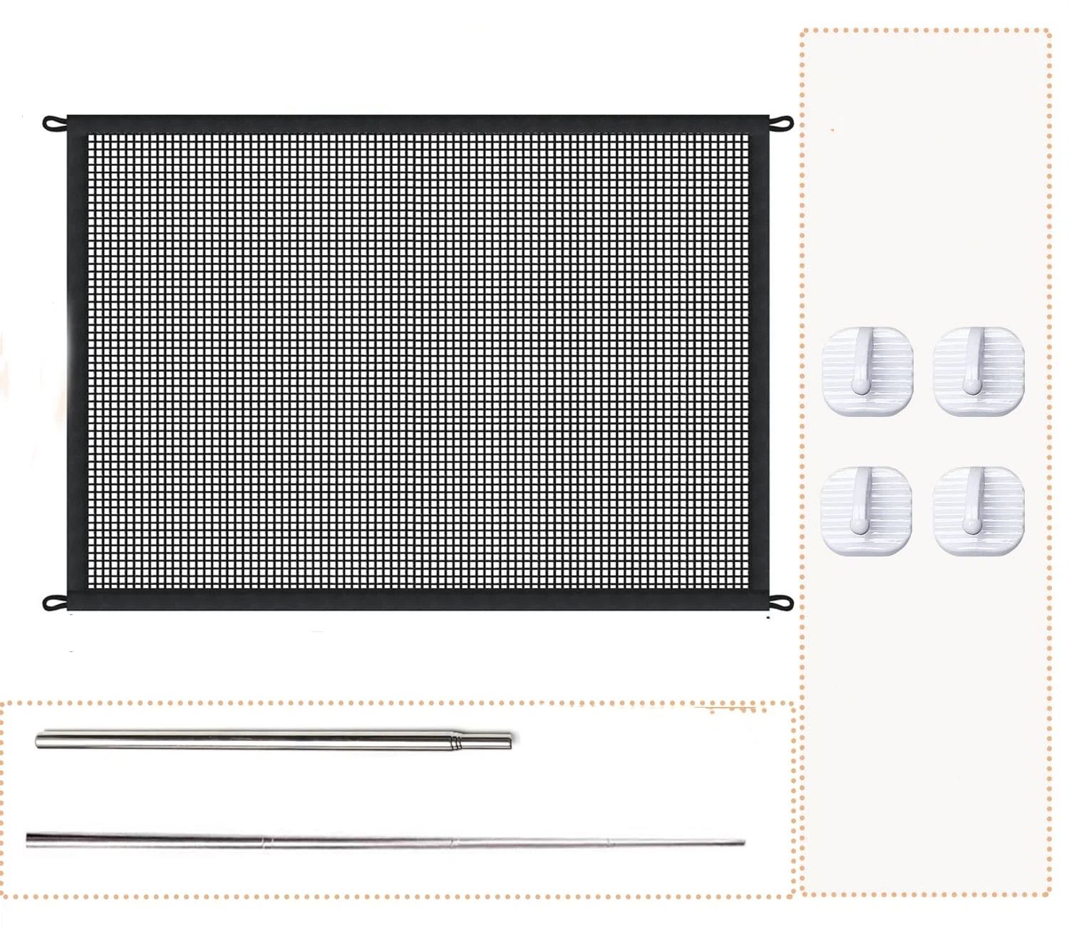 Mesh Dog Gates for Pets, Magic Pet Gate for The House, Portable Puppy Safety Fence Guard for Stairs and Doorways, Easy Install Anywhere, 4 Hooks 2 Stainless Steel Poles（110*72cm） - Image 1