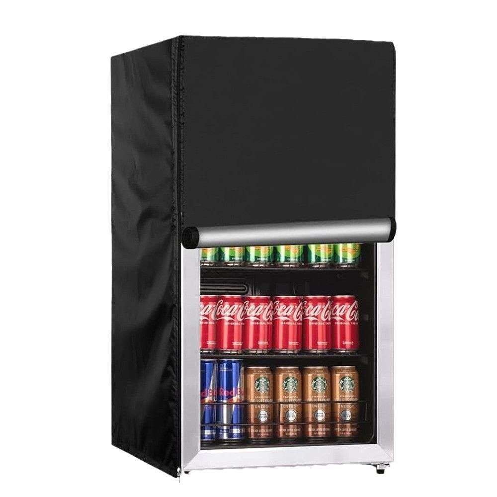 Upright Freezers Cover,Waterproof Outdoor Fridge Cover with Double Zipper for Compact Mini Freezer (210D：51*51*87cm,Black) - Image 1
