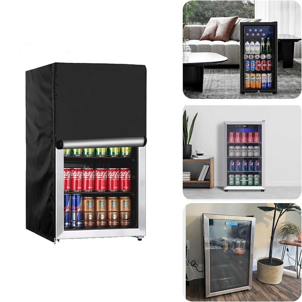 Upright Freezers Cover,Waterproof Outdoor Fridge Cover with Double Zipper for Compact Mini Freezer (210D：51*51*87cm,Black) - Image 2