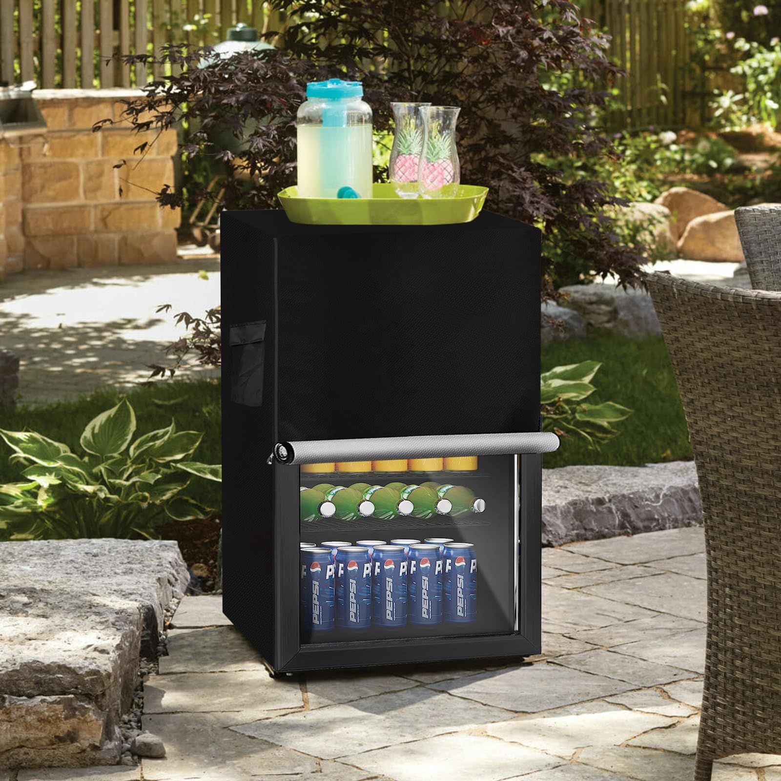 Upright Freezers Cover,Waterproof Outdoor Fridge Cover with Double Zipper for Compact Mini Freezer (210D：51*51*87cm,Black) - Image 4