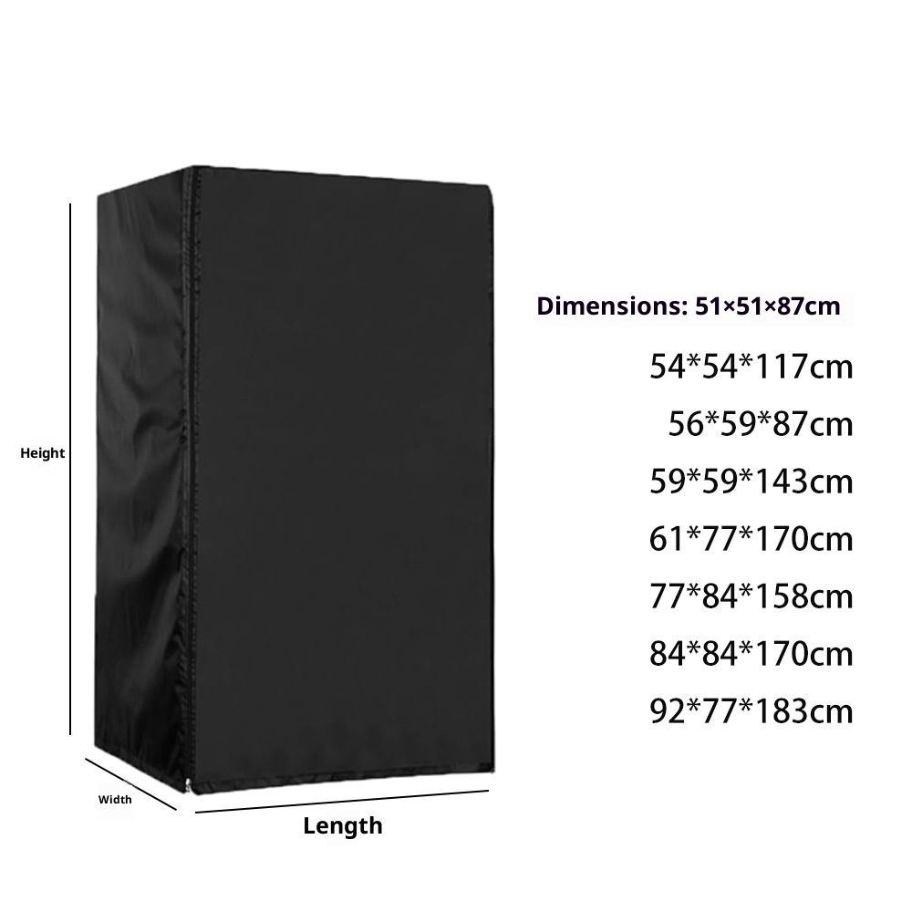 Upright Freezers Cover,Waterproof Outdoor Fridge Cover with Double Zipper for Compact Mini Freezer (210D：51*51*87cm,Black) - Image 5