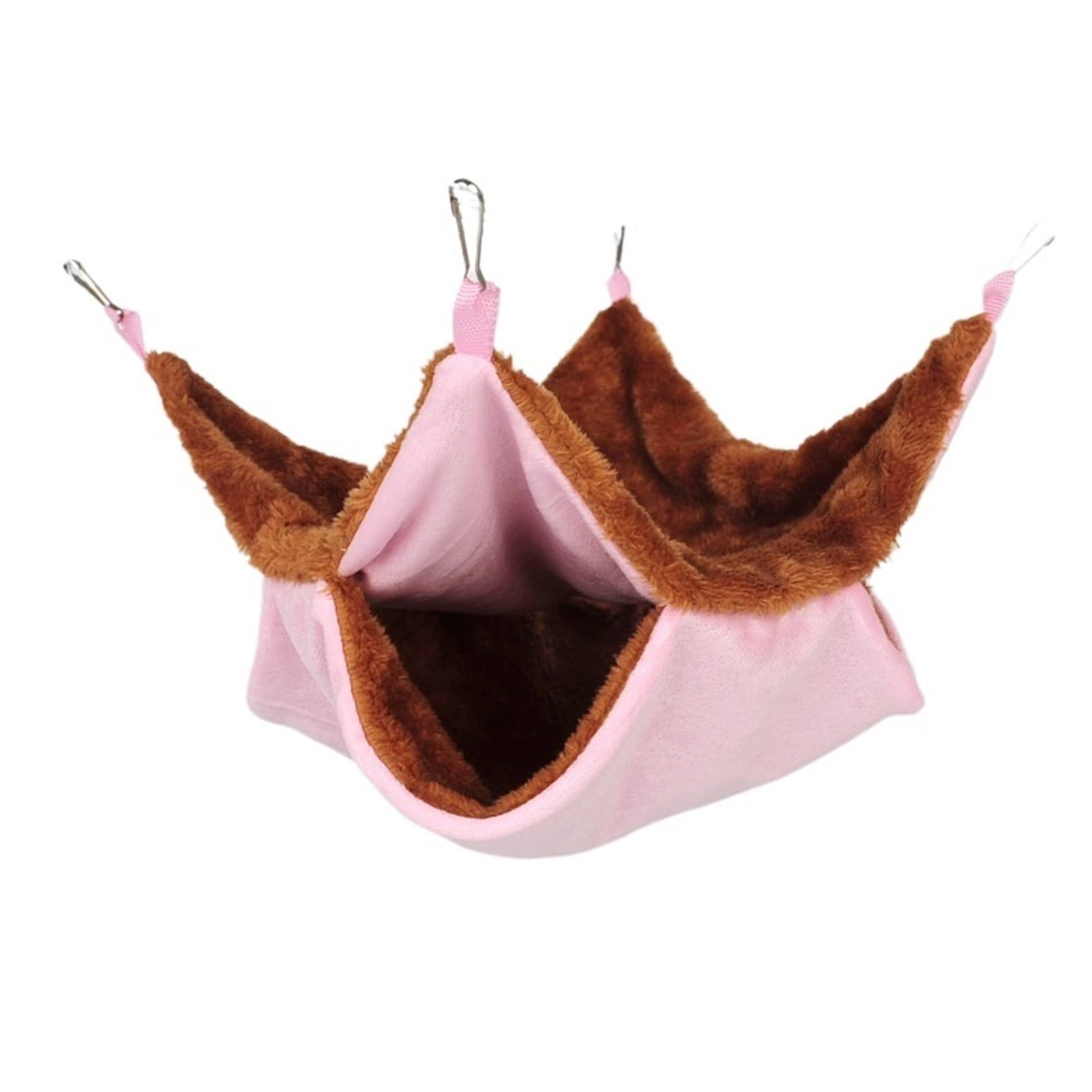 Double Layer Plush Squirrel Nest Bed Warm Sugar Glider Hammock for Pets Cozy Hanging Pet Bed Pink for Indoor Use - Image 1