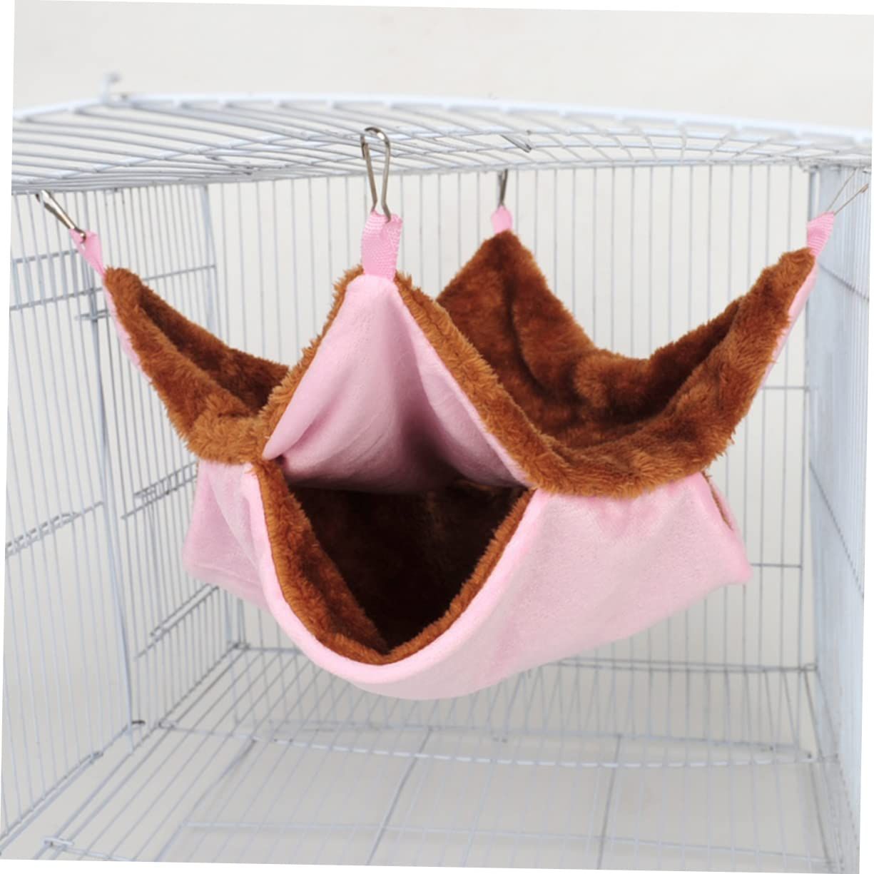 Double Layer Plush Squirrel Nest Bed Warm Sugar Glider Hammock for Pets Cozy Hanging Pet Bed Pink for Indoor Use - Image 2
