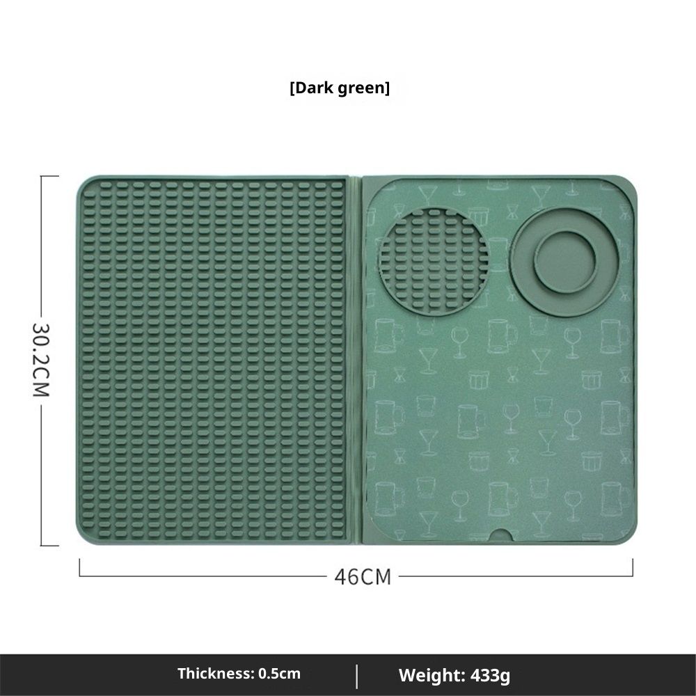 3-in-1 Bar Mat, Bar Accessories, Multifunctional Folding Cocktail Mat with Cutting Board, Drying Mats,Bar Mat for Countertops,Bar Decorations for Home,（dark green） - Image 5