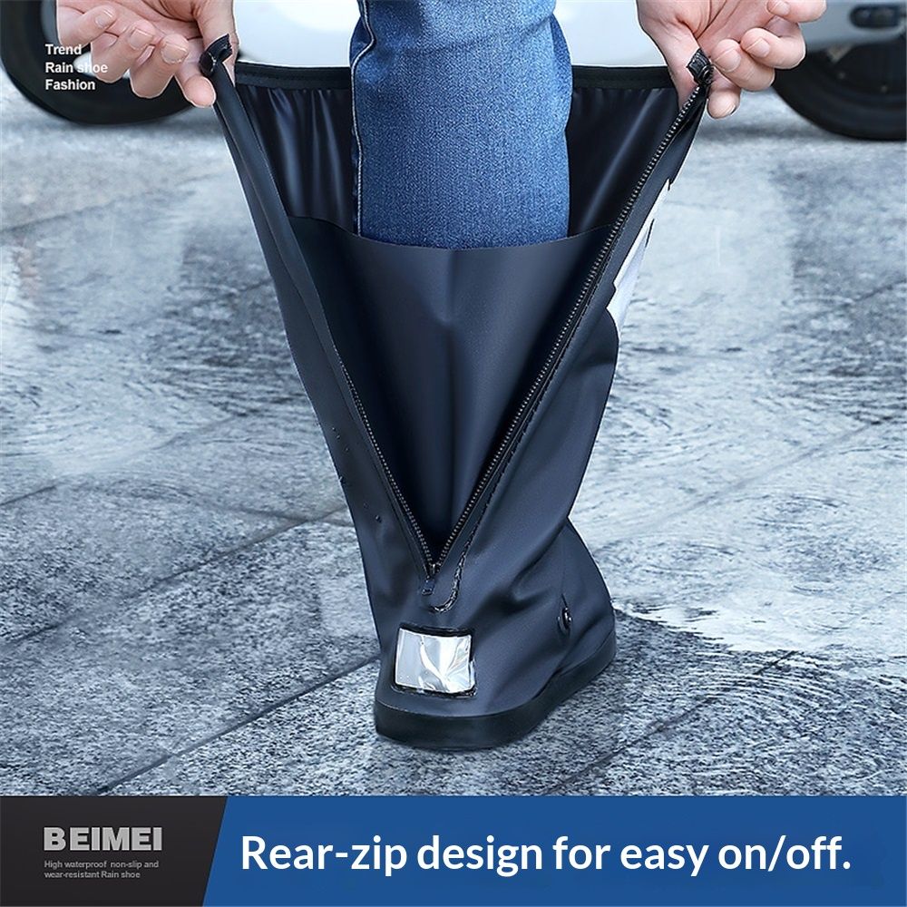Waterproof Shoe Covers For Rain，Rain Boot Covers With Zipper,Reusable & Foldable,Non-Slip  Snow Boot Covers for Men and Women (Black, M) 1 Pair - Image 2