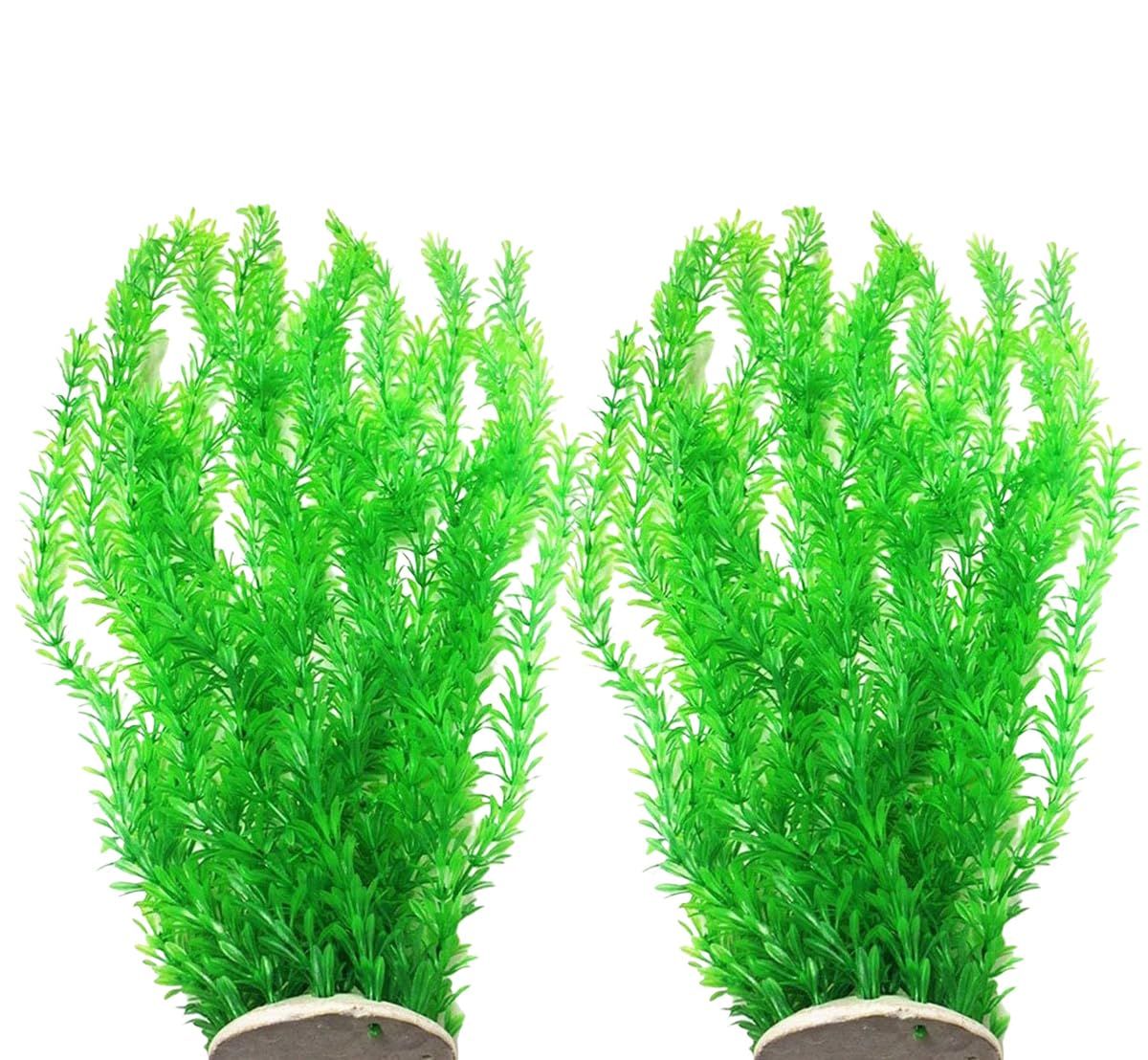 Pack of 2 Tall Plastic Aquarium Plants Large Fake Fish Tank Artificial Pond Aquarium Decor (Green Little Grass  30cm   ) - Image 1