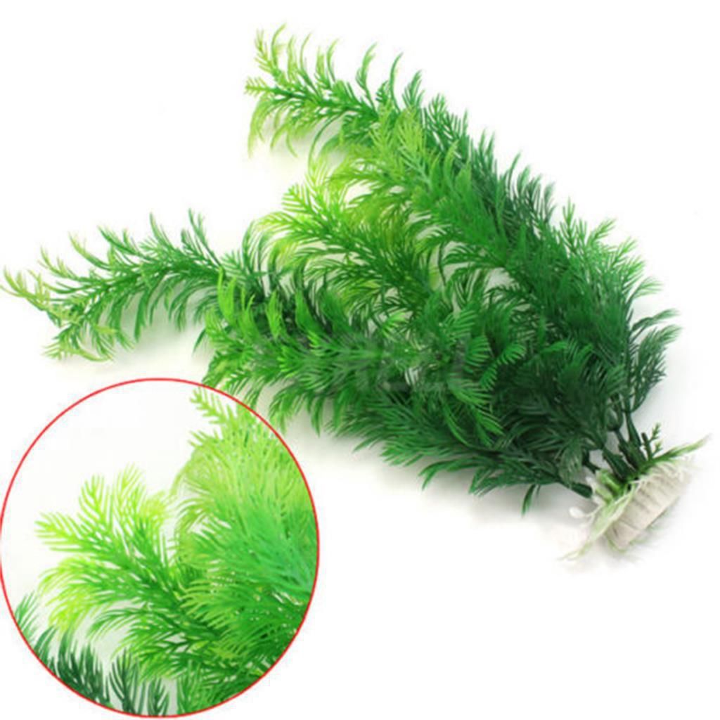 Pack of 2 Tall Plastic Aquarium Plants Large Fake Fish Tank Artificial Pond Aquarium Decor (Green Little Grass  30cm   ) - Image 4