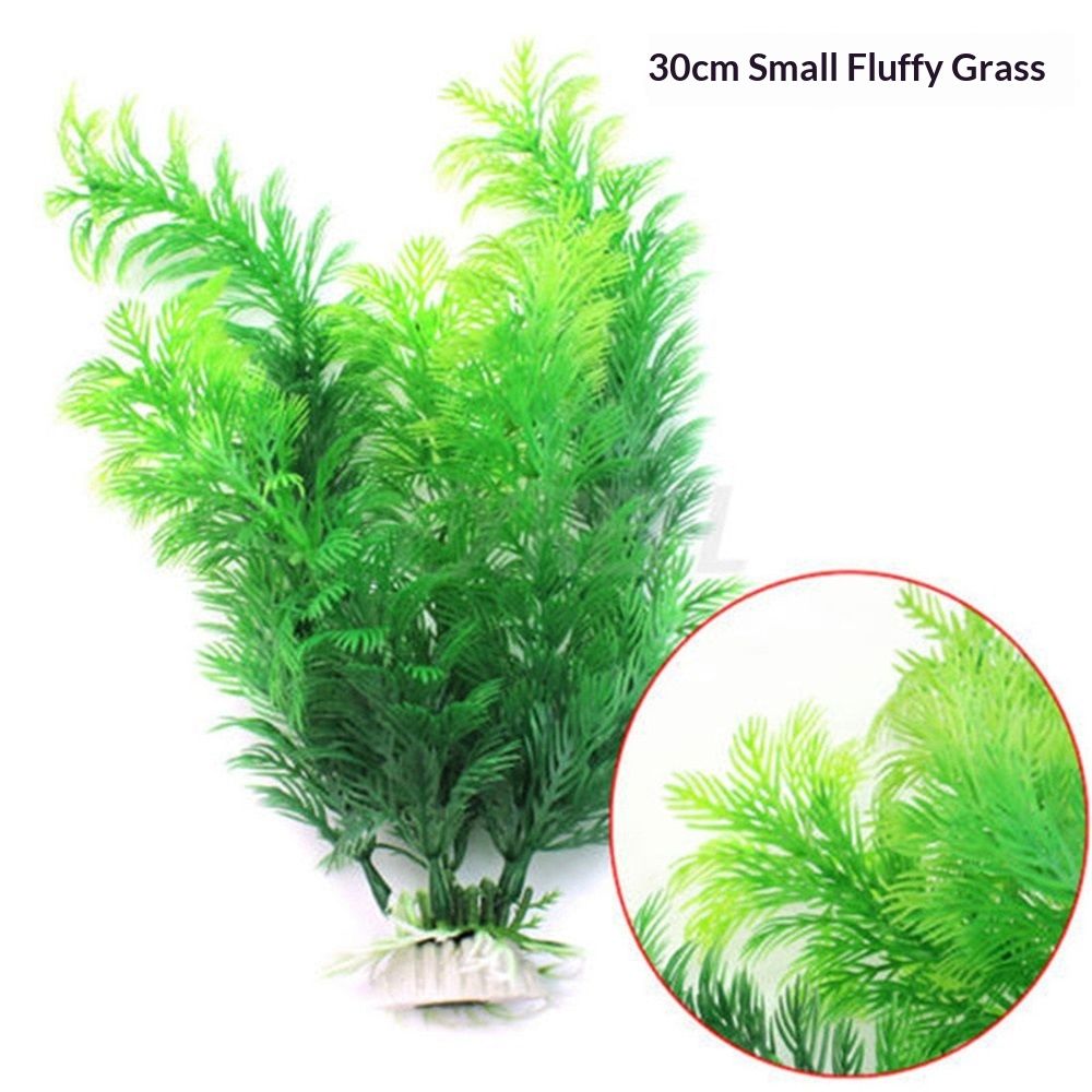 Pack of 2 Tall Plastic Aquarium Plants Large Fake Fish Tank Artificial Pond Aquarium Decor (Green Little Grass  30cm   ) - Image 5