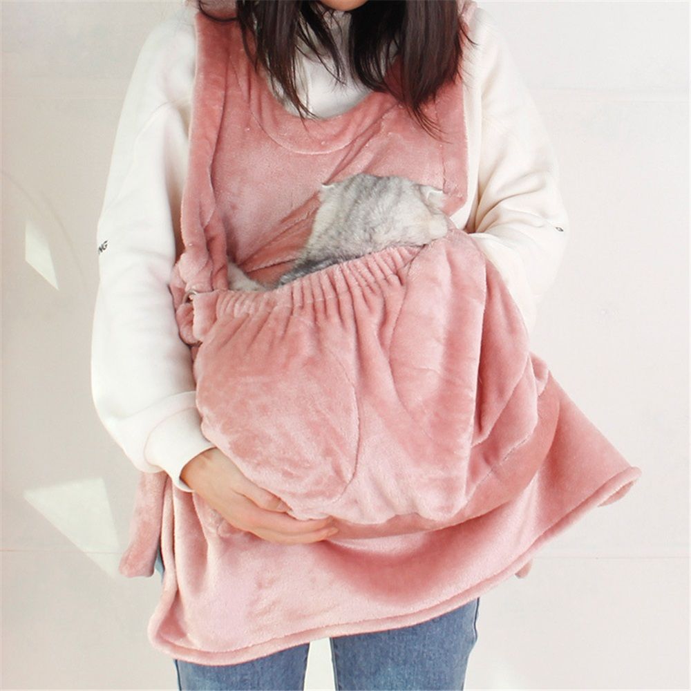 Adjustable Cat Carrier Apron with Double Layer Pocket Cat Sleeping Bag Pet Carrier Sling Kitten Carrier Bag Cat Carrier Pouch for Small Medium Sized Animals （lotus root color） - Image 4
