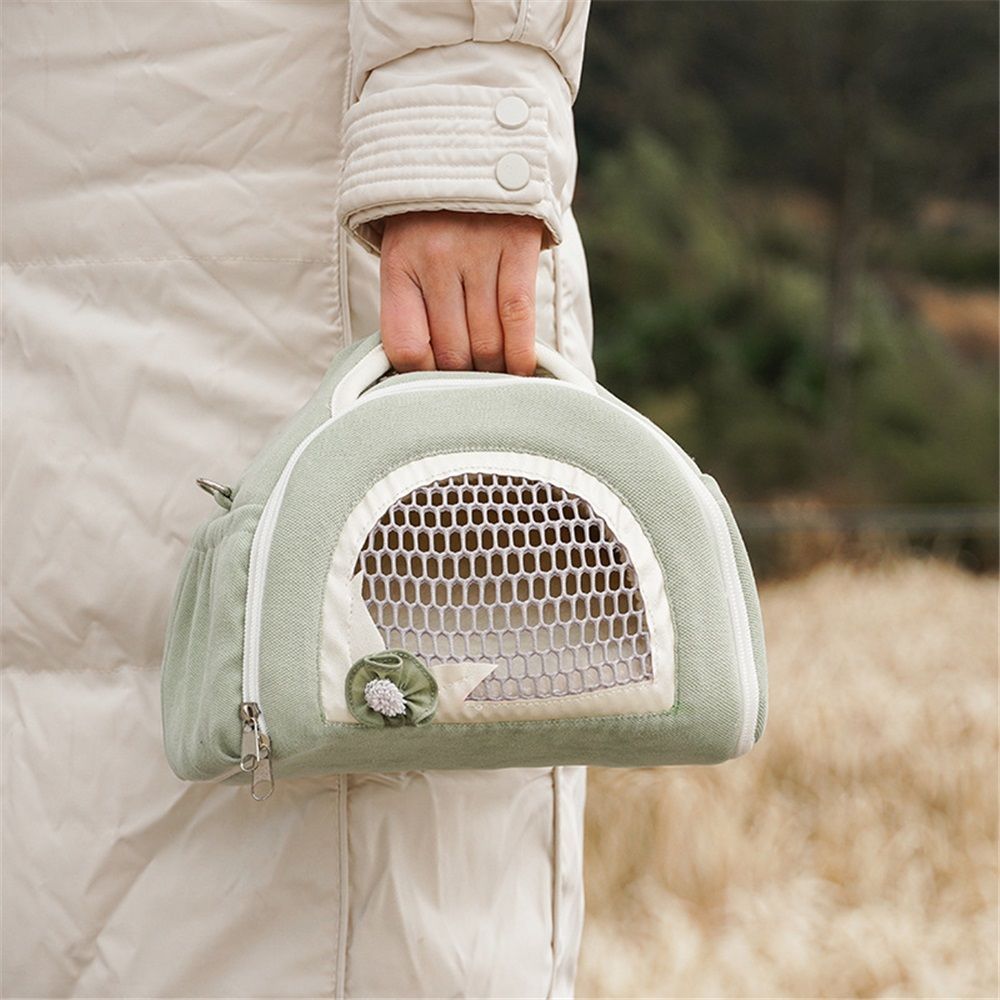 Hamster Carrier Guinea Pig Carrier Bag Small Animal Sugar Glider Pouch Gerbil Hedgehog Portable Travel Carrier Outdoor Hangbag Flying Squirrel Rat Carrier （matcha green） - Image 3