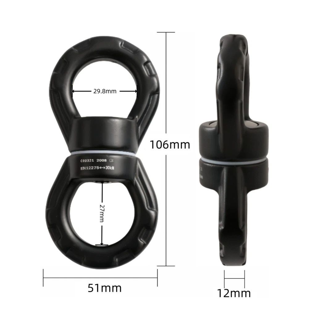 Swing Swivel 30KN Breaking Strength 360° Rotator Safety Rotational Device Hanging Accessory for Rock Climbing, Hanging Hammock, Web Tree Swing, Aerial Dance, Children's Swing Spinner Hanger - Image 4