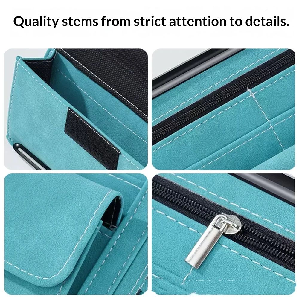 Car Sun Visor Organizer, Soft Leather Surface Eyeglasses Note Card Holder Car Storage Bag, Scratch-Resistant Waterproof Auto Sunshade Organizer Bag, Car Accessories (Blue) - Image 4