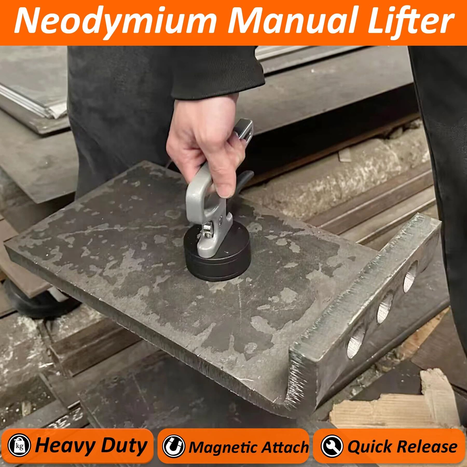 Powerful Neodymium Rare Earth Magnetic Lifer,Heavy Duty Magnet with Adjust Handle for Carrying,1PCS Quick Release Magnet Tool Holder for Gripping Metal Ferrous Parts - Image 2