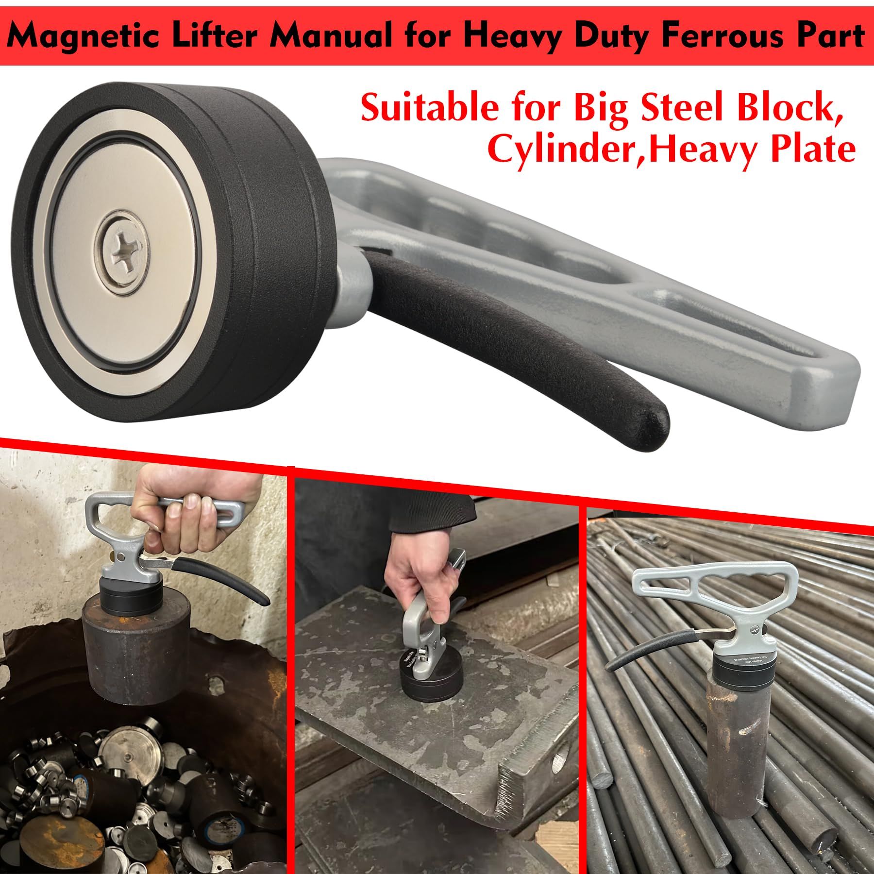 Powerful Neodymium Rare Earth Magnetic Lifer,Heavy Duty Magnet with Adjust Handle for Carrying,1PCS Quick Release Magnet Tool Holder for Gripping Metal Ferrous Parts - Image 5