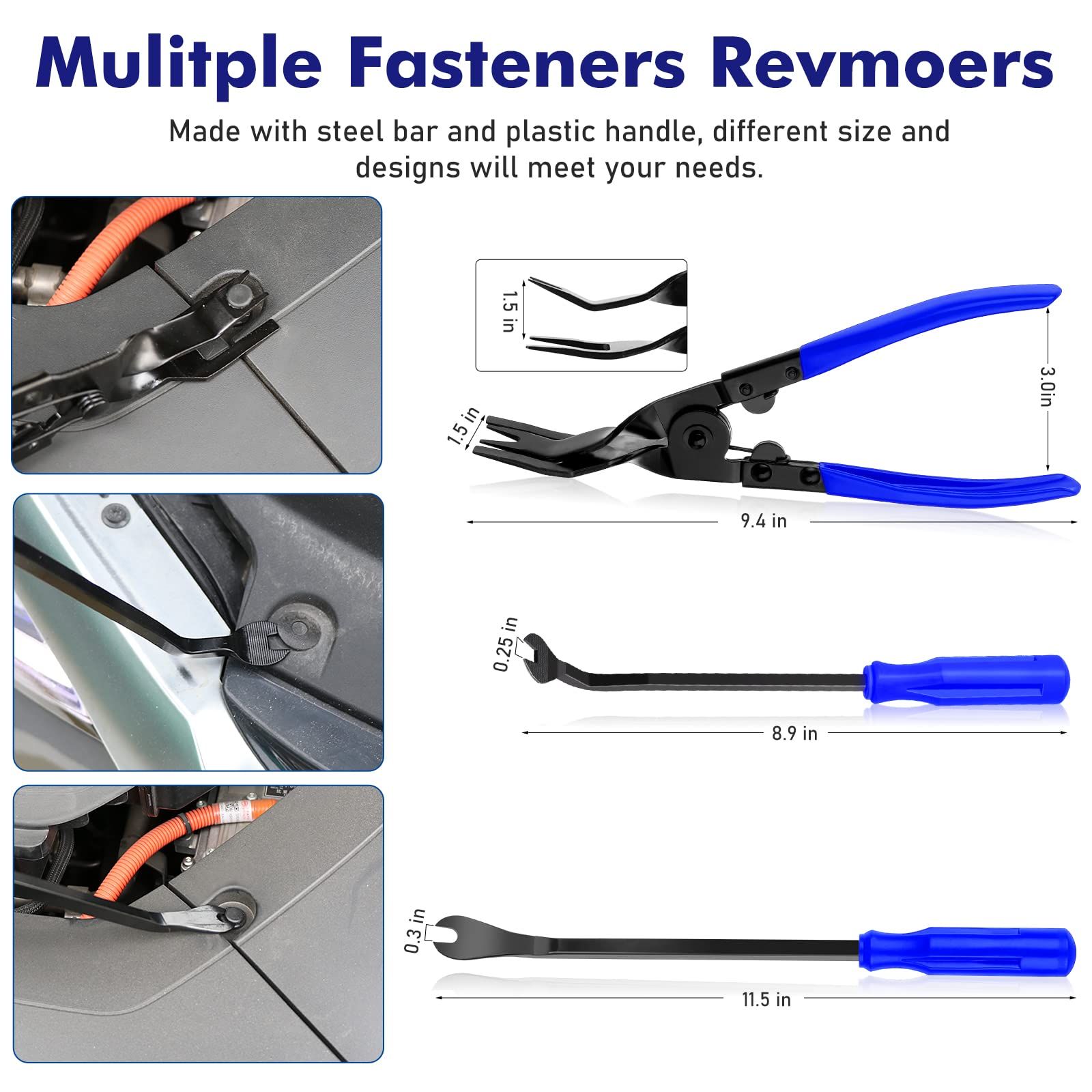 248Pcs Trim Removal Tool, Auto Push Pin Bumper Retainer Clip Set Fastener Terminal Remover Tool Adhesive Cable Clips Pry Kit Car Panel Radio Removal Auto Clip Pliers - Image 4