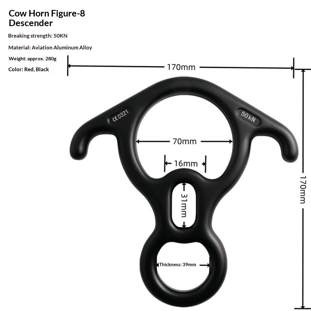 50 kN Climbing Rescue Figure 8 Descender Large Bent-Ear Rigging Plate Heavy Duty & High Strength Rappel Device Equipment for Rappelling Belaying Tree Climbing Aerial Silks Rigging - Image 2