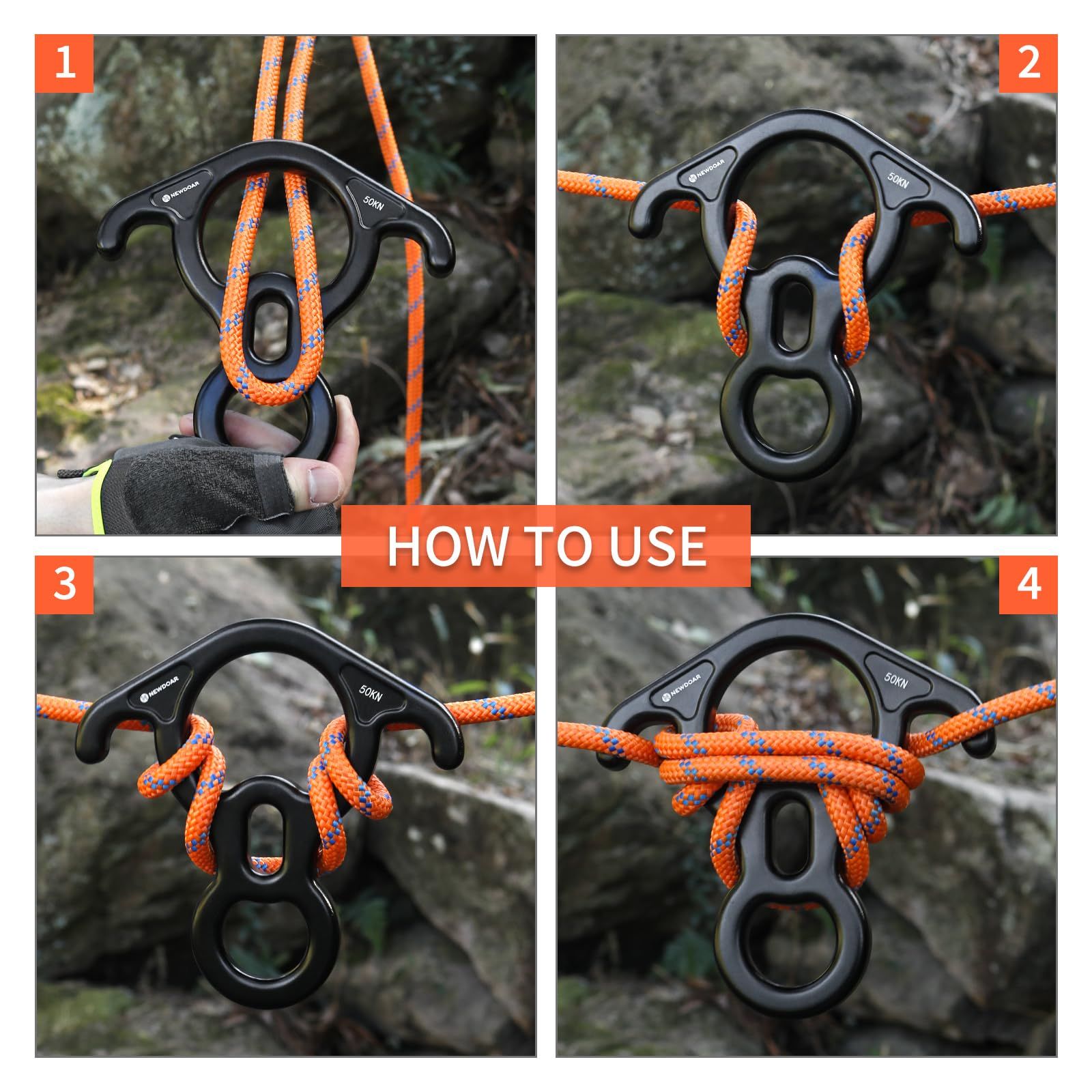 50 kN Climbing Rescue Figure 8 Descender Large Bent-Ear Rigging Plate Heavy Duty & High Strength Rappel Device Equipment for Rappelling Belaying Tree Climbing Aerial Silks Rigging - Image 3