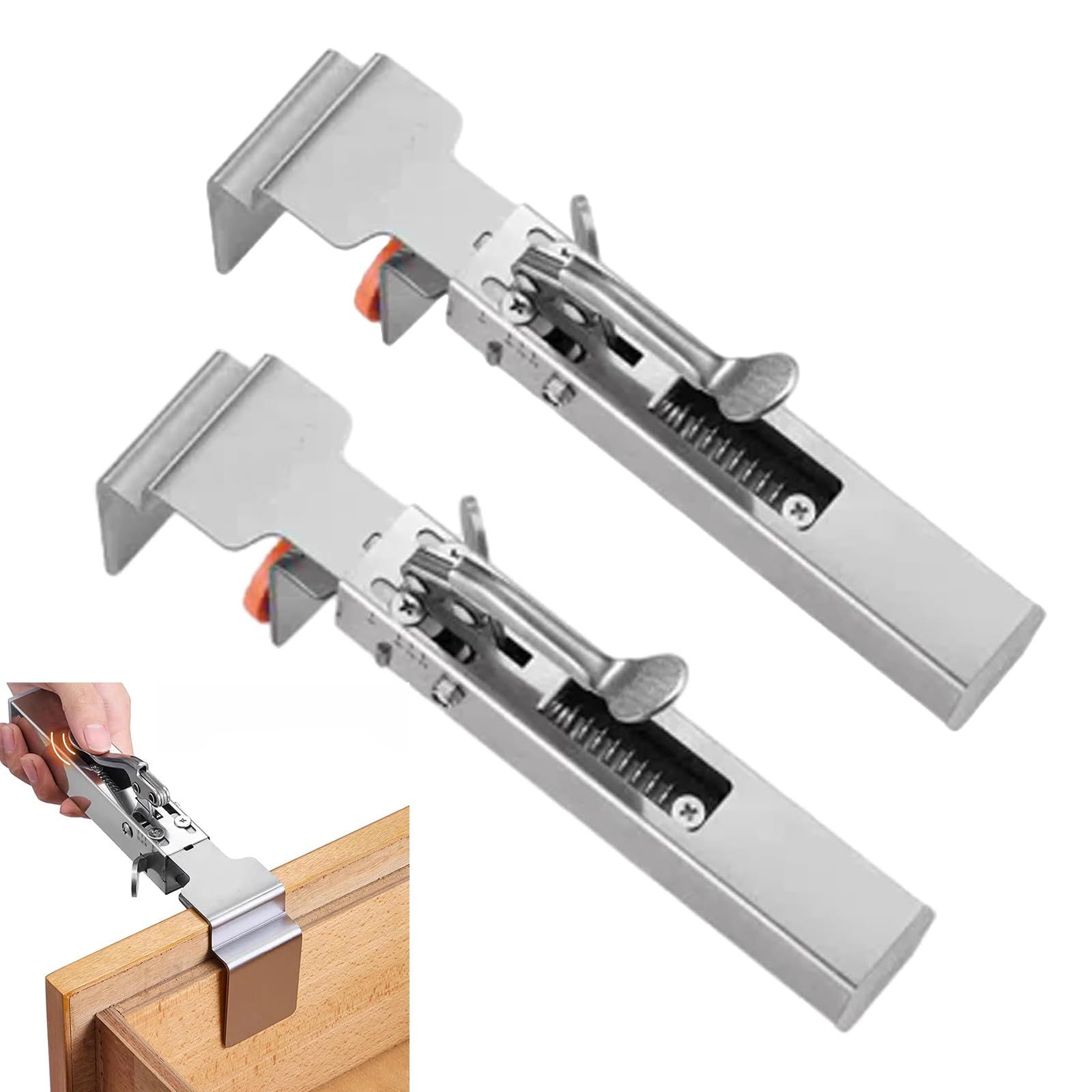 Drawer Front Installation Clamps, 2 Pack Adjustable Drawer Fixing Clamp Stainless Steel, Drawer Front Clamps, Installation Tools for Drawer Cabinet, Quick & Easy Installation of Drawer Fronts - Image 1