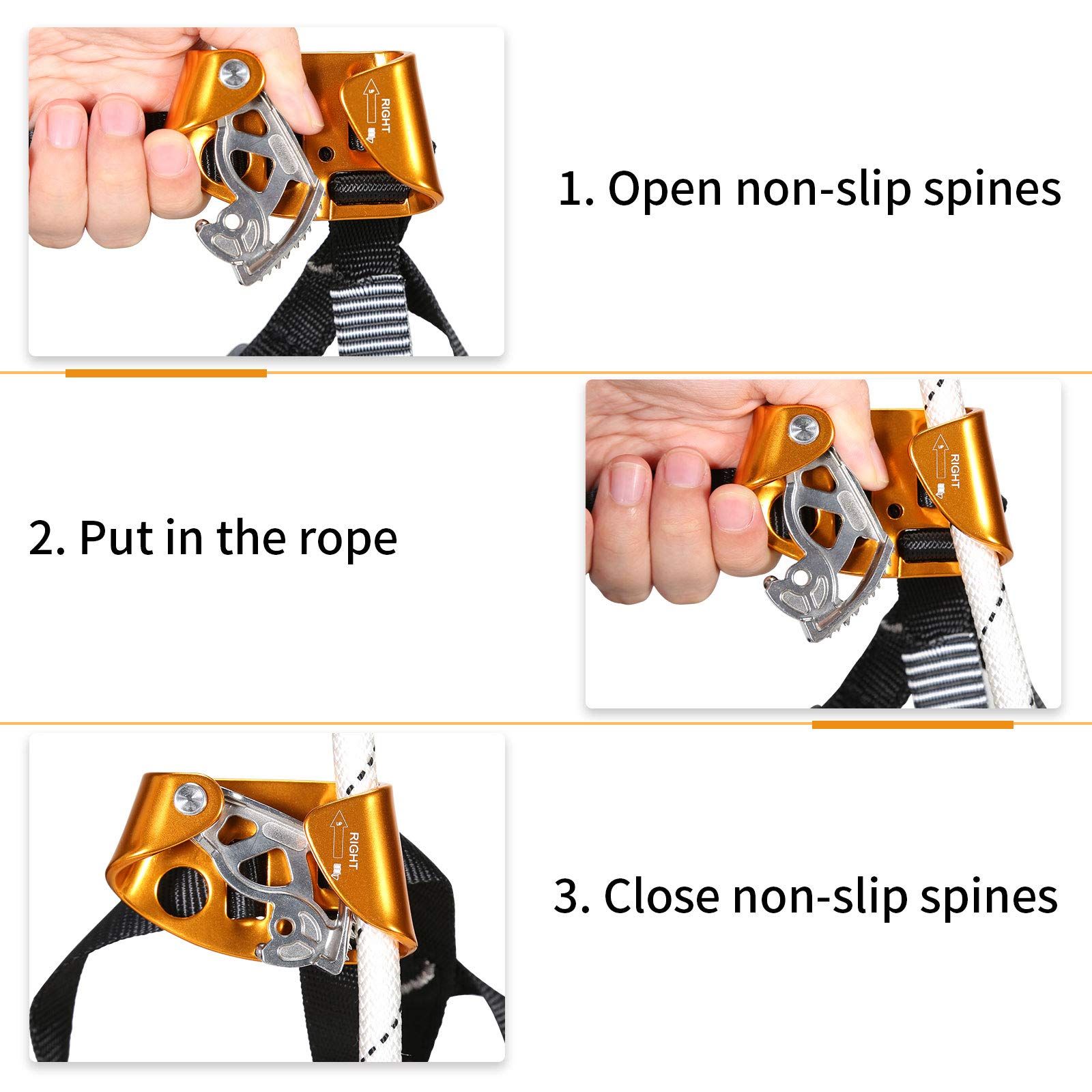Foot Ascender Outdoor Mountaineering Tree Arborist Climbing Rappelling Equip Right Foot Ascender Climbing Mountaineering Tree Arborist, - Image 4