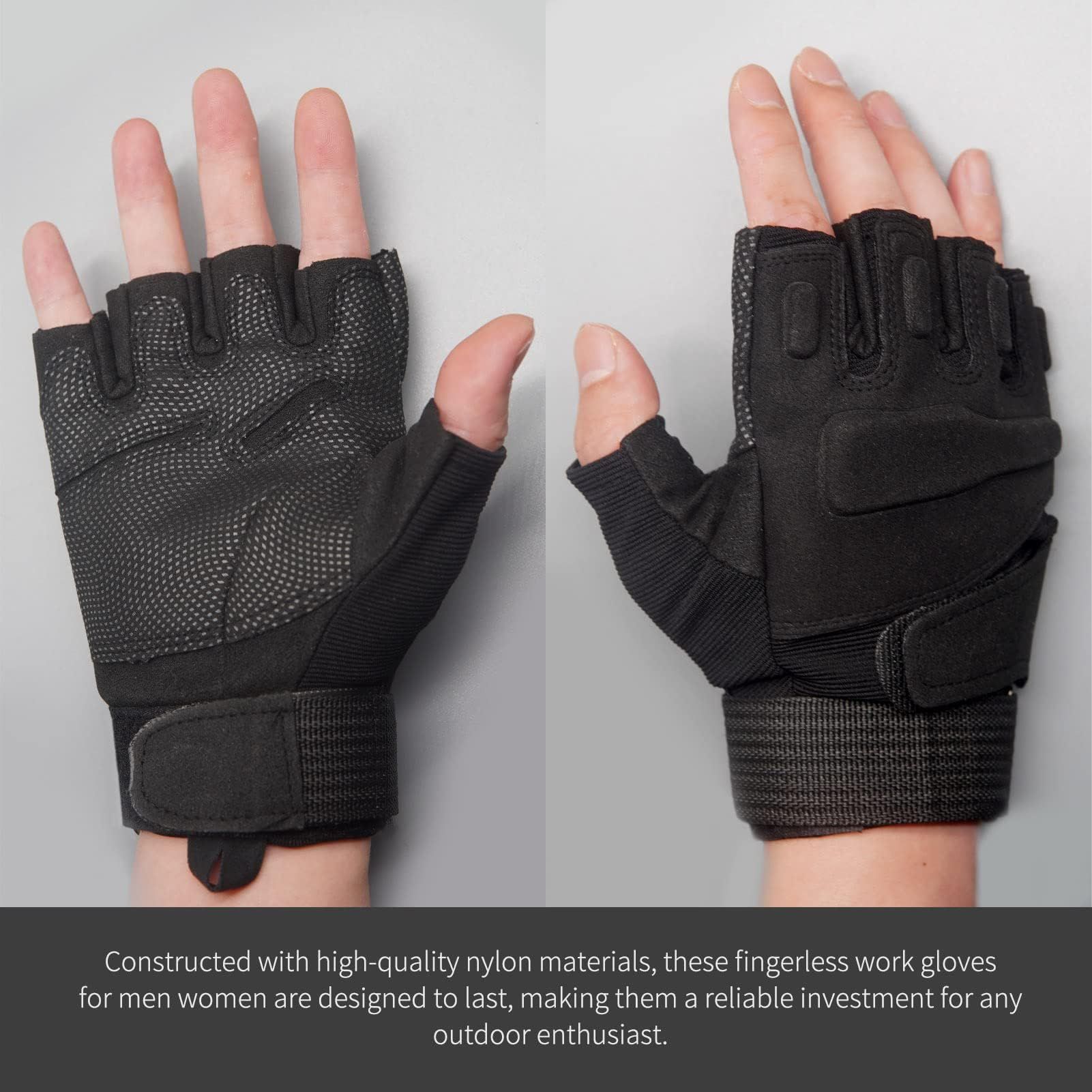 Fingerless Gloves, Knuckle Protective Breathable Lightweight Outdoor Gloves for Hunting, Motorcycling, Climbing - Image 3