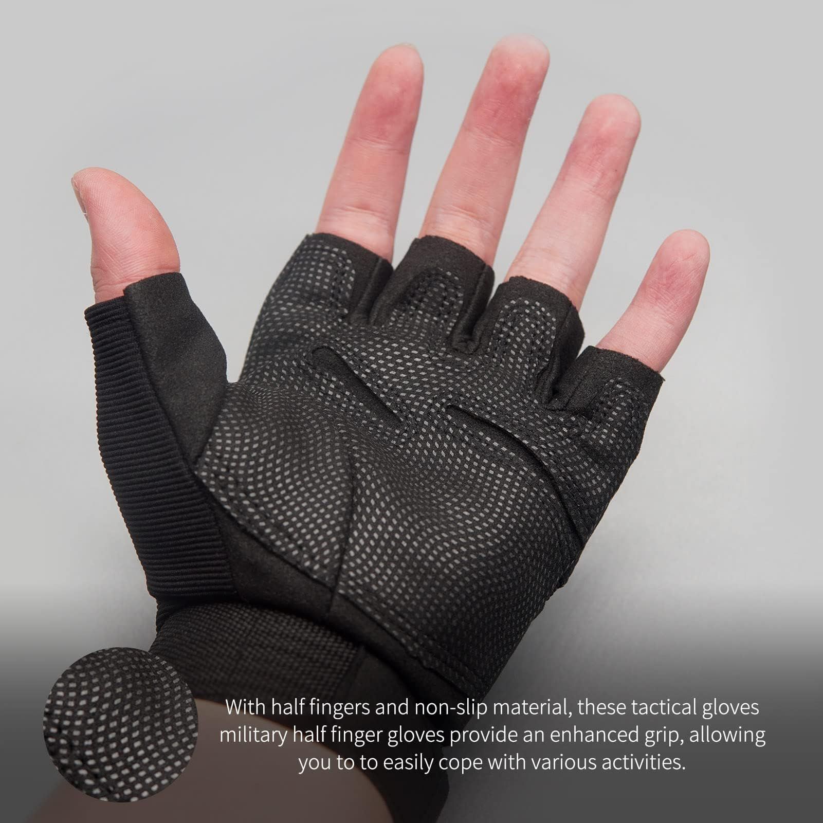Fingerless Gloves, Knuckle Protective Breathable Lightweight Outdoor Gloves for Hunting, Motorcycling, Climbing - Image 4