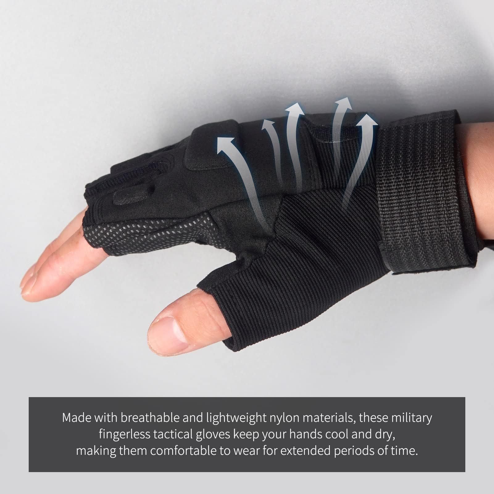 Fingerless Gloves, Knuckle Protective Breathable Lightweight Outdoor Gloves for Hunting, Motorcycling, Climbing - Image 5