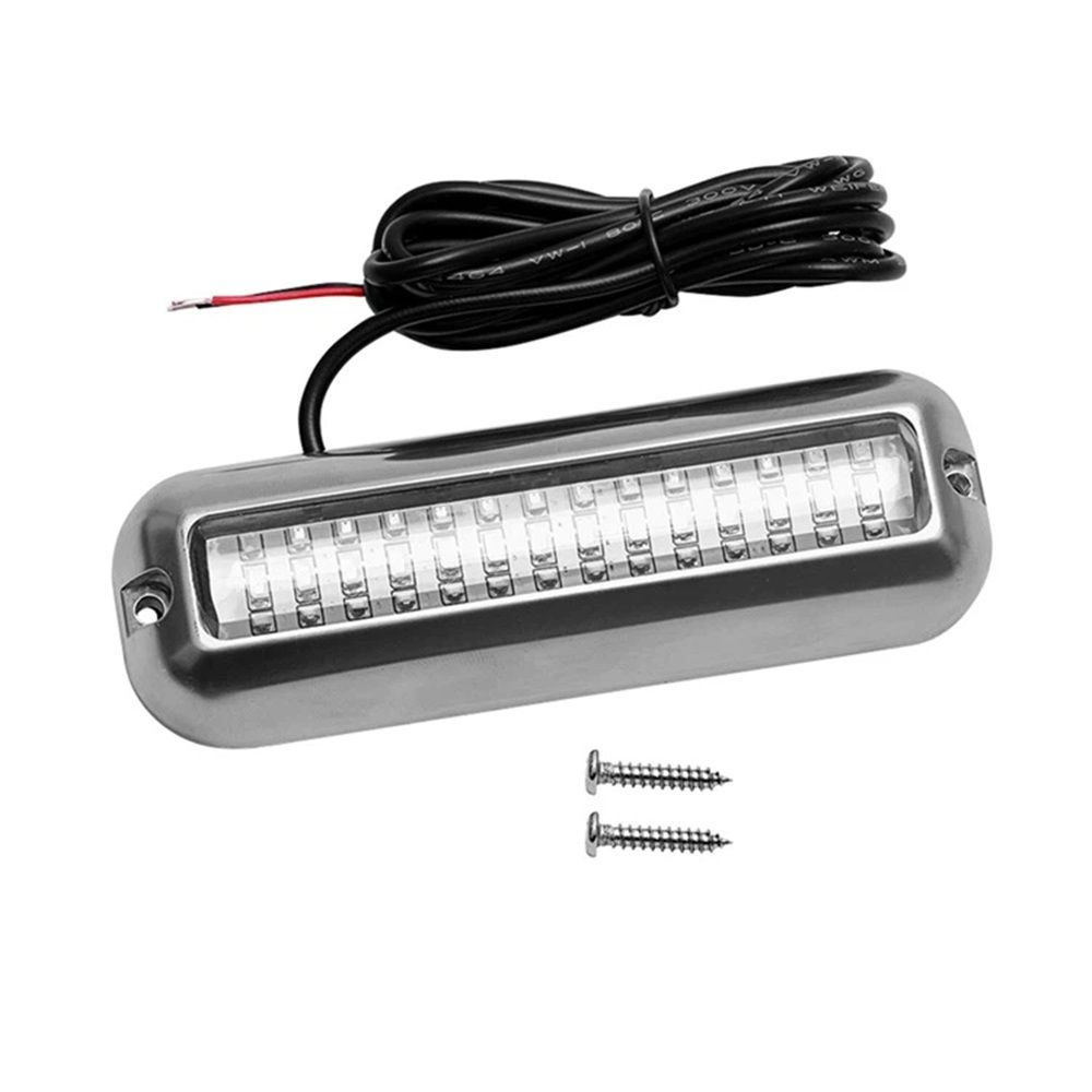 42LED Waterproof 316 Stainless Steel Trim Ring Boat High-Intensity LED Underwater Light Clear Lens Pontoon Marine/Boat Transom (Blue) - Image 1