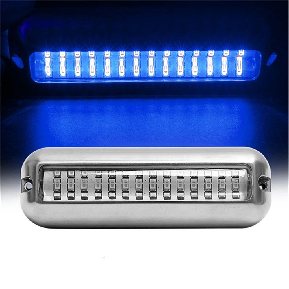 42LED Waterproof 316 Stainless Steel Trim Ring Boat High-Intensity LED Underwater Light Clear Lens Pontoon Marine/Boat Transom (Blue) - Image 2