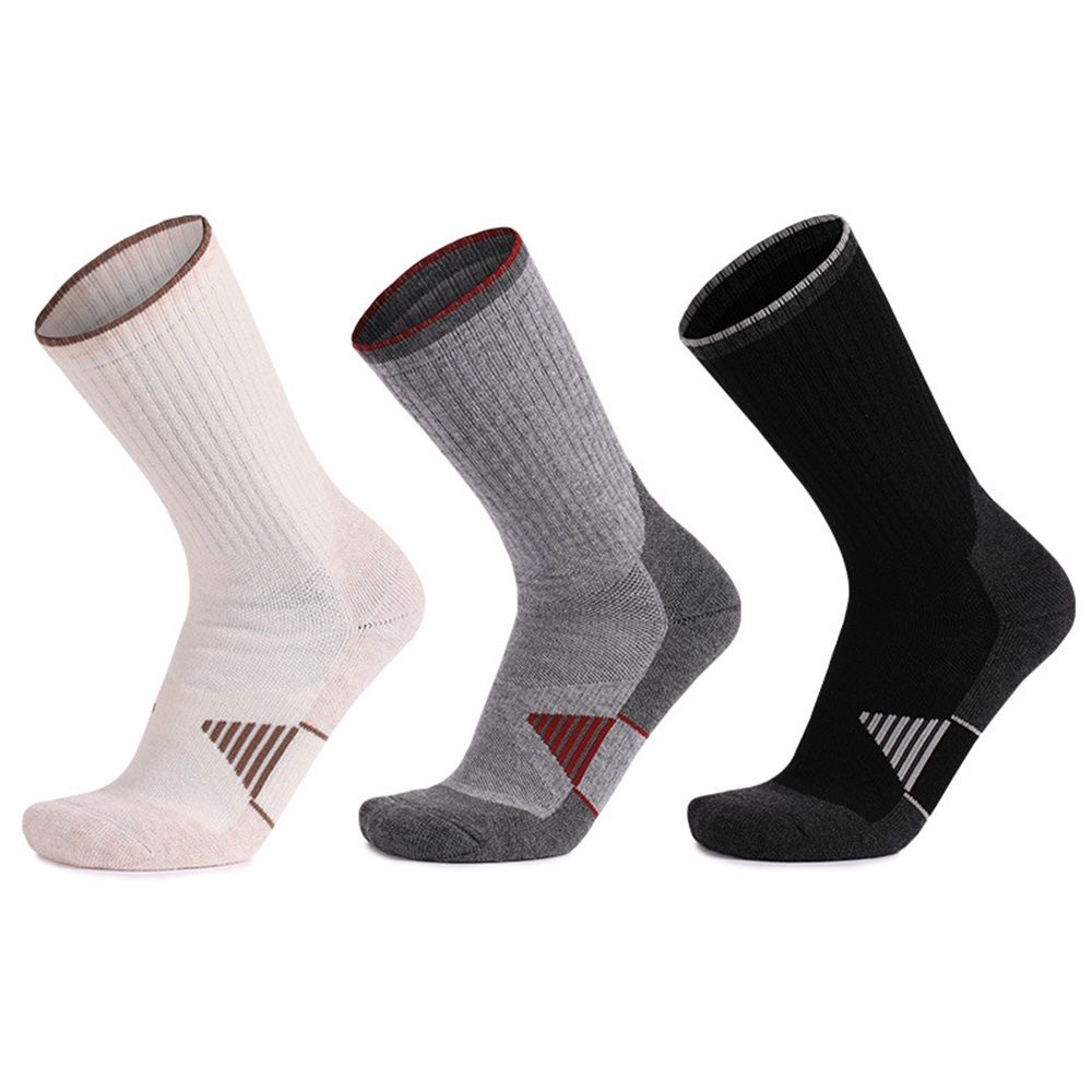 3 Pack Men's  Wool Hiking Socks, Micro Crew Cushioned Hiking Walking Thermal Moisture Wicking Trekking Socks - Image 1