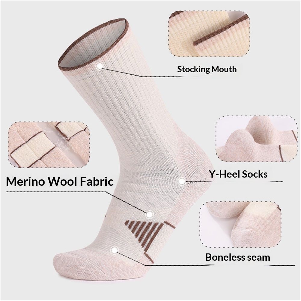 3 Pack Men's  Wool Hiking Socks, Micro Crew Cushioned Hiking Walking Thermal Moisture Wicking Trekking Socks - Image 3