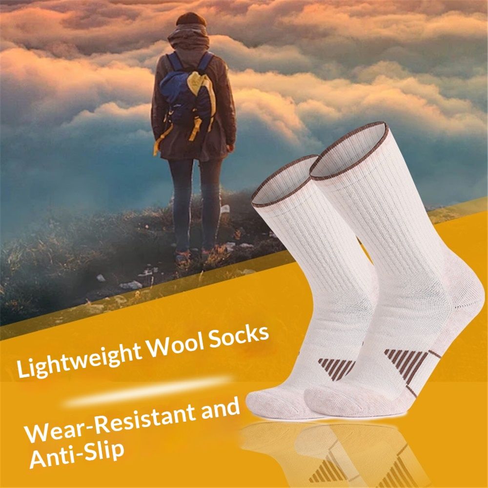 3 Pack Men's  Wool Hiking Socks, Micro Crew Cushioned Hiking Walking Thermal Moisture Wicking Trekking Socks - Image 4