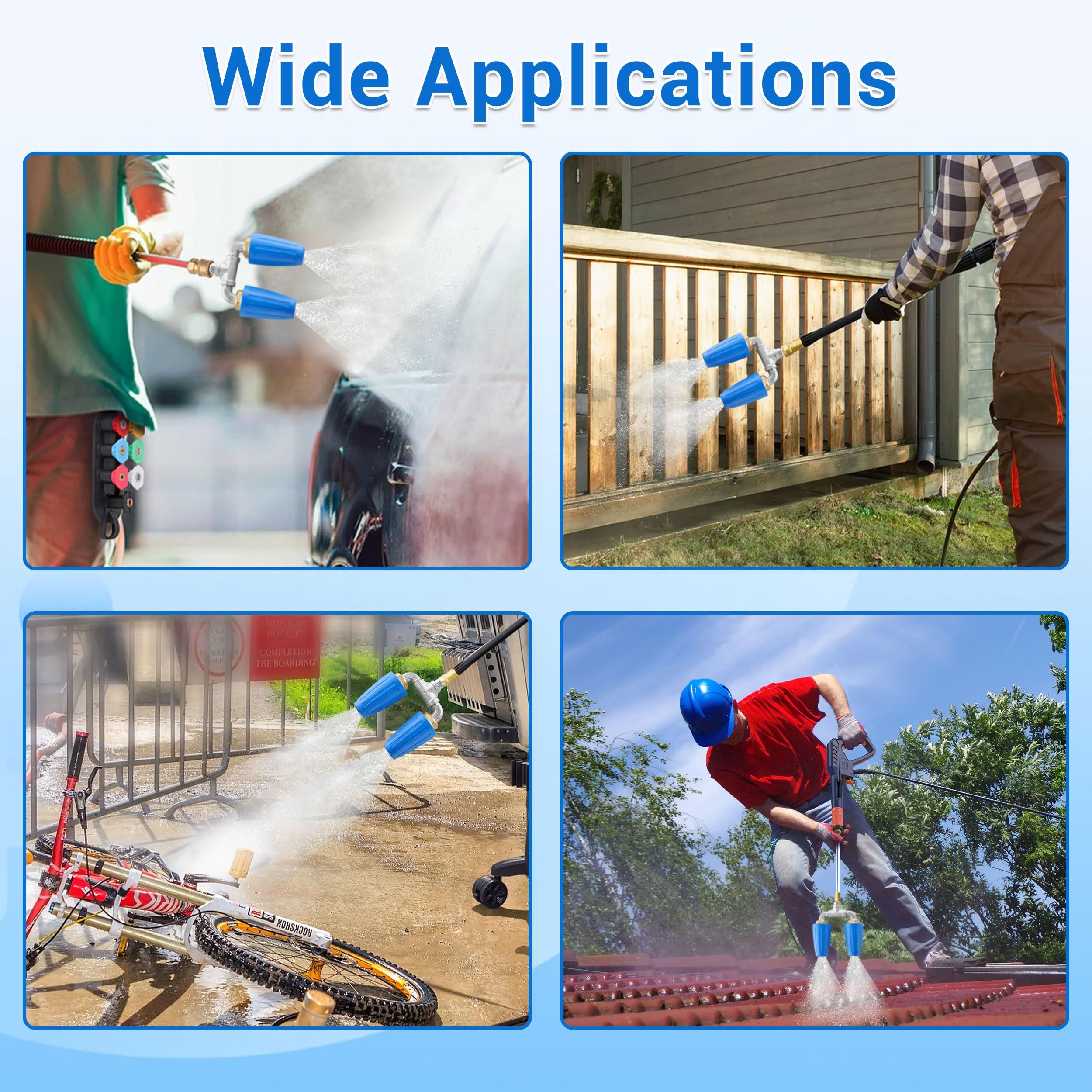 Dual Turbo Nozzle Pressure Washer, 360°Rotating Turbo Nozzle with 1/4
