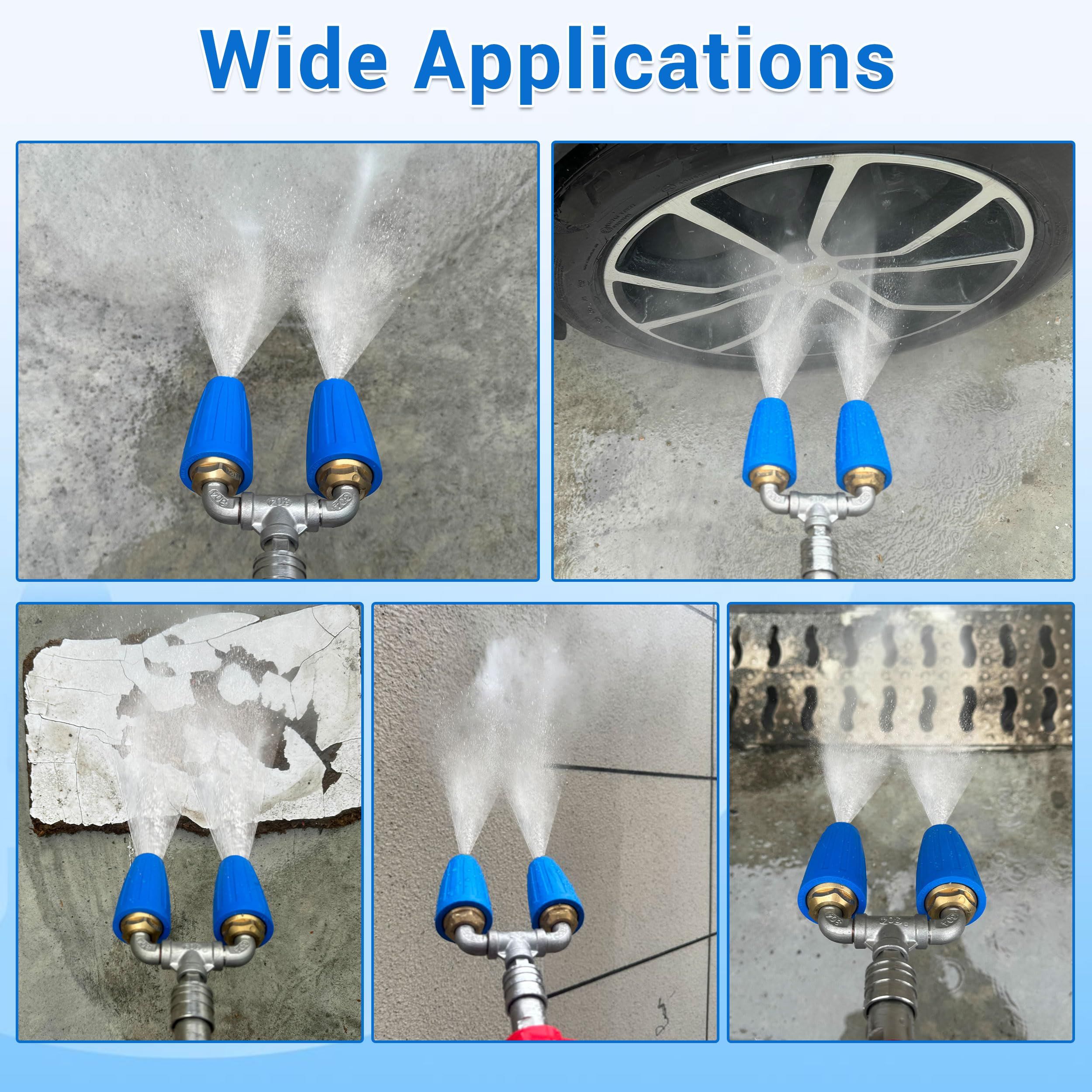 Dual Turbo Nozzle Pressure Washer, 360°Rotating Turbo Nozzle with 1/4