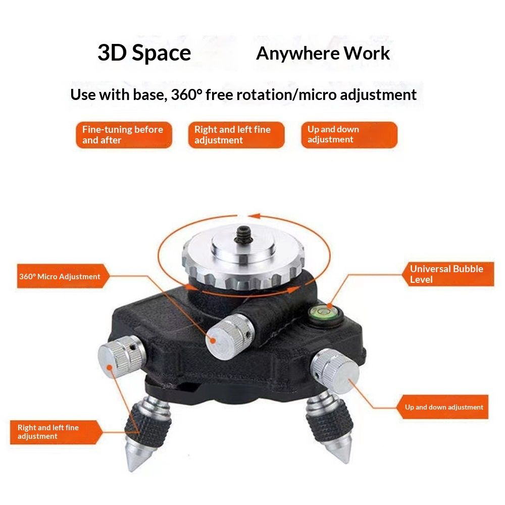 Laser Level Adapter Micro-adjust Fine Metal 360-Degree Rotating Base Tripod Connector, Standard 1/4 