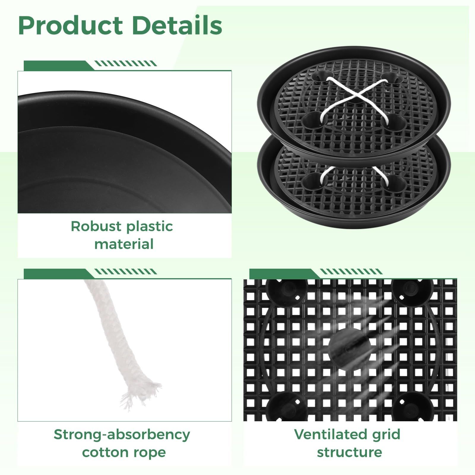 Plastic Plant Saucer Stand,4-Pack 14 inch, Elevated Plant Saucer Self-Watering Fabric Pot Base, Use Nonwoven Grow Bags, Plant Saucers Flower Pot Tray for Indoor-Outdoo and Grow Tents Greenhouses - Image 3