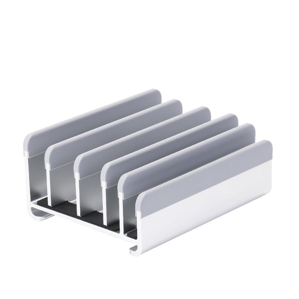 Adjustable Laptop Stand - Fits 5 Devices, Modern Design, Tool Free Adjustment, Protective & Stable | Grey (Grey, 5 Slots) - Image 1