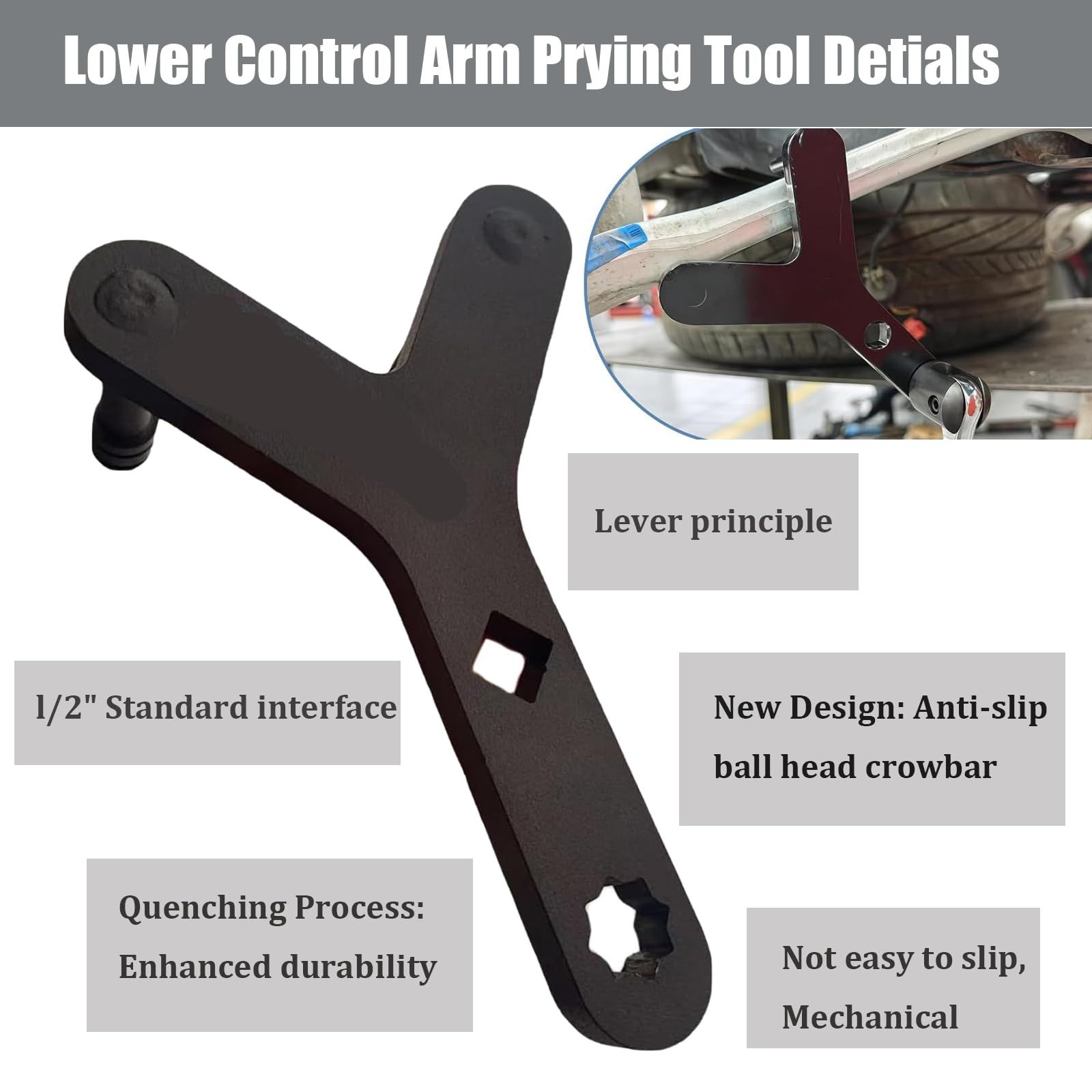 New Upgraded Lower Control Arm Pry Tool, Suspension Removal, Bar Wrench Adapter Head, Casing Removal and Pry Bar Adapter Tool Set Designed for Use - Image 4