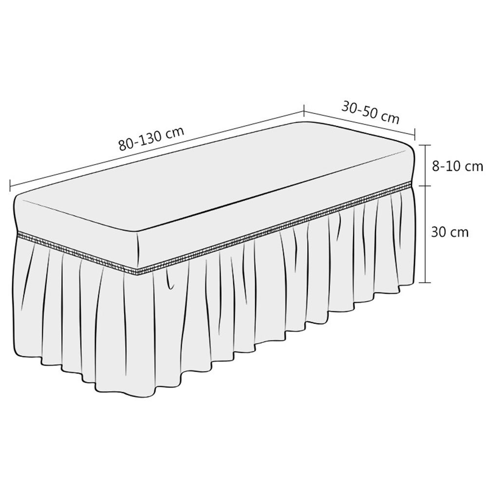Dining Bench Cover with Skirt 32-47 inch Length Beige Stretch Seersucker Bench Seat Slipcover for Bedroom, Dining Room Washable (Seersucker-Beige) - Image 3