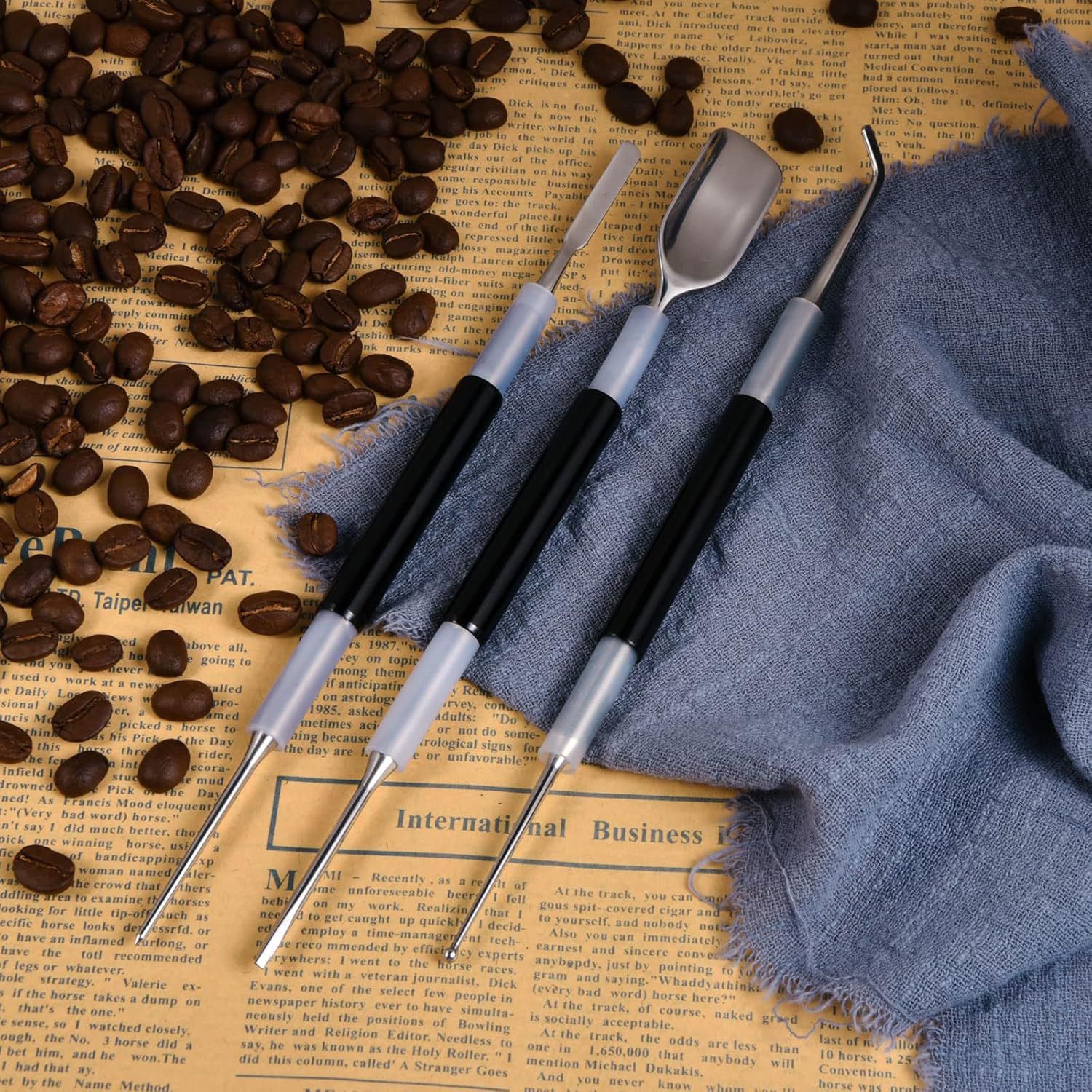 Latte Art Set (3 Tools) for Latte Art, Cappuccino and Espresso,Espresso Latte Art Tools, Spoon & Lance, Spatula & Spike and Knob & Hook Decorating Pen Set 3 Pieces - Image 4