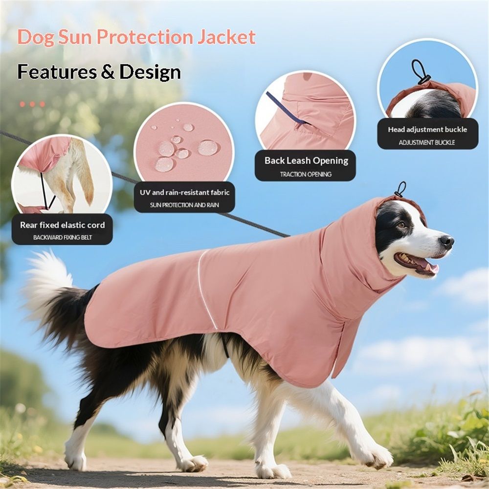 Reflective Dog Raincoat, Windproof & Waterproof Dog Rain Jacket, Adjustable Hooded Pet Poncho with Leash Hole for Small, Medium, Large Dogs(Pink,M) - Image 2
