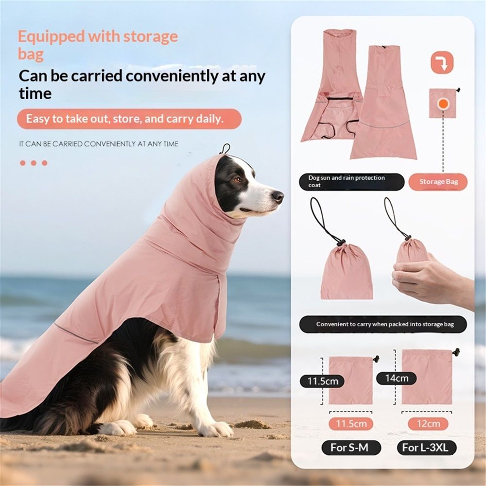 Reflective Dog Raincoat, Windproof & Waterproof Dog Rain Jacket, Adjustable Hooded Pet Poncho with Leash Hole for Small, Medium, Large Dogs(Pink,M) - Image 3