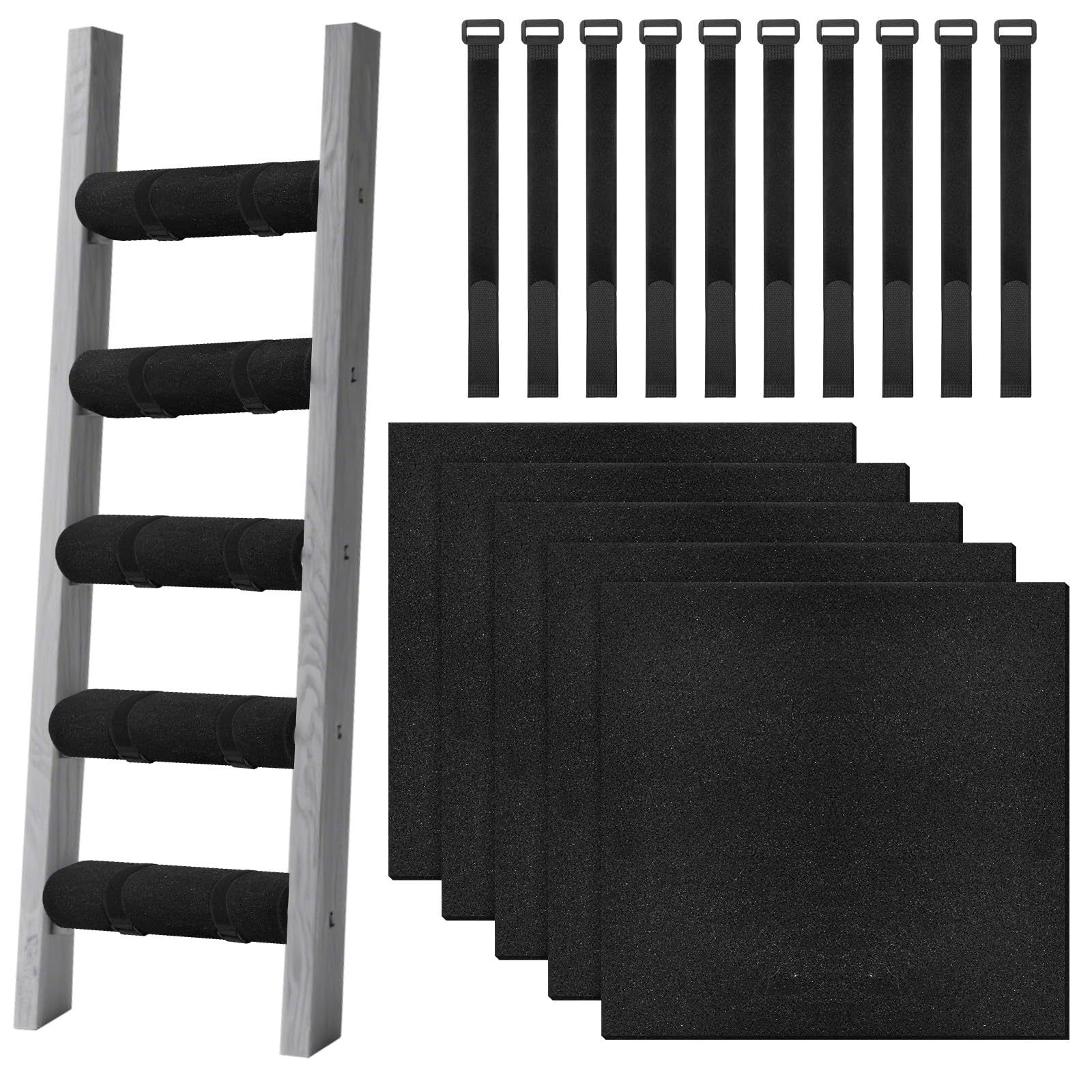 5 Pcs Bunk Bed Ladder Pads,with 10 Adjustable Hook & Loop Straps,Bunk Bed Ladder Cover,Ladder Step Pads Loft Bed, Suitable for Safe and Comfortable Climbing,10x10 Inch (Ladder Not Included) - Image 5