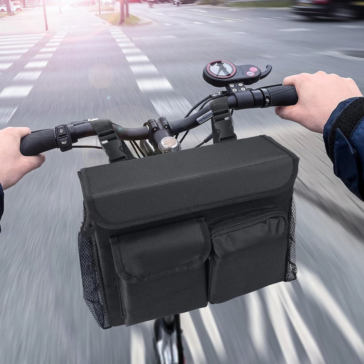 Mobility Scooter Bag – Convenient Organizer Pouch with 14-Inch Laptop Pocket and Cup Holders（black,oniy bag） - Image 2