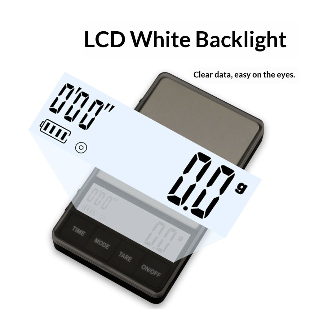 Espresso Scale with Timer 1000g/0.1g Drip Coffee Scale, Small and Handy Barista Scale, Brew Drip Tray Coffee Scale,  Convenient Digital Pocket Scale - Image 3