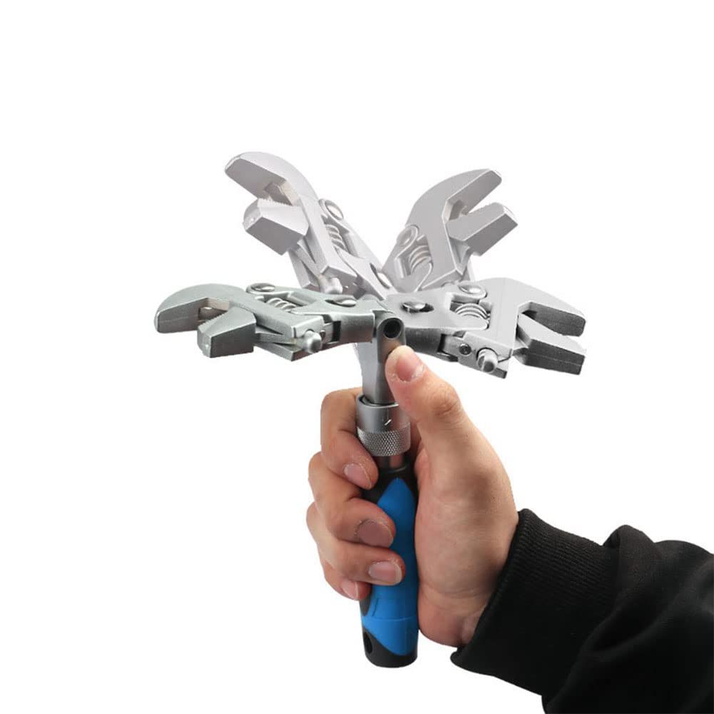 5 in 1 Flex Head Adjustable Wrench, Reversible Jaw Pipe Wrench with  Retractable Extension Shank and 180⁰ Rotatable Head - Image 2